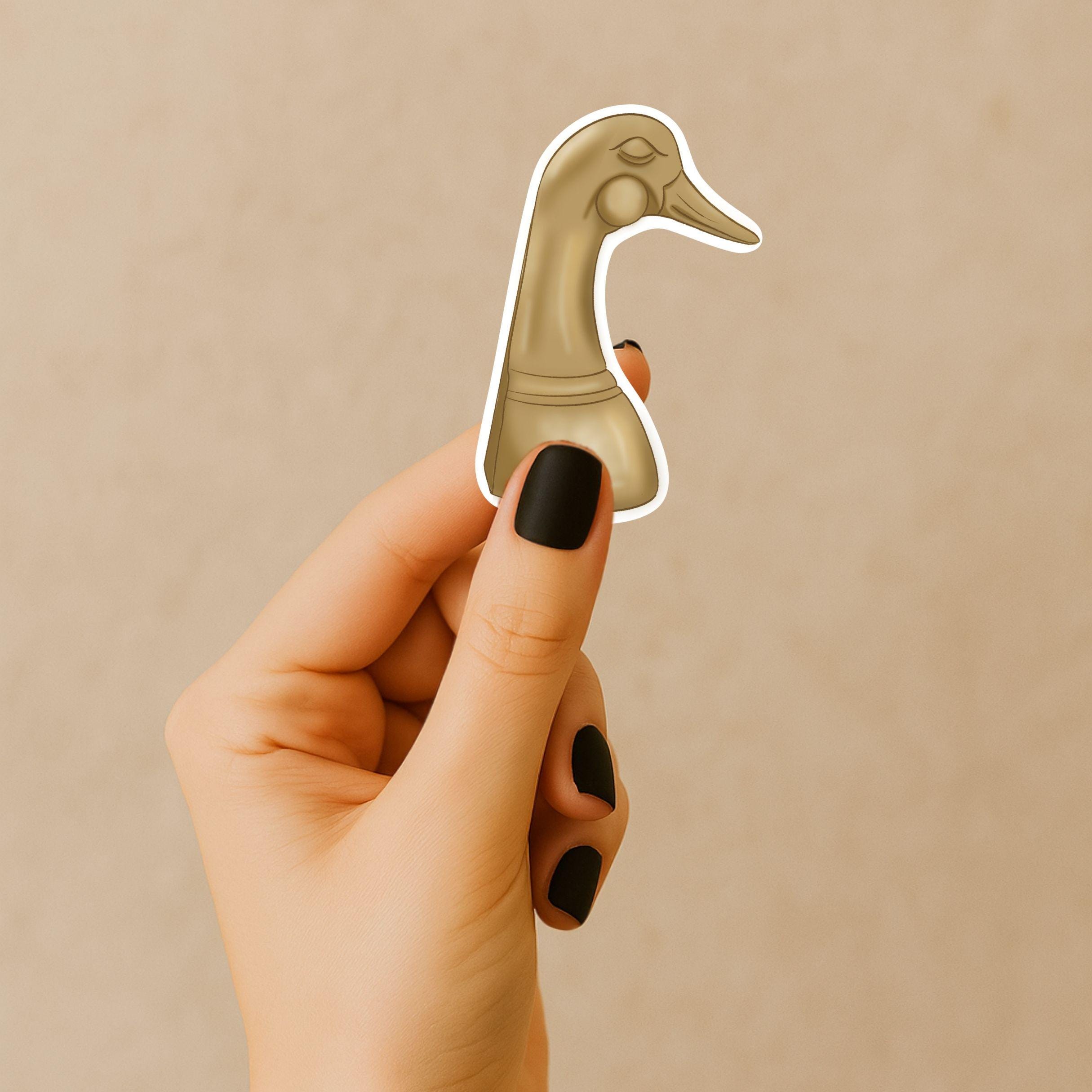 Brass Duck Book ends and Doorstop Illustration Waterproof Matte Vinyl Sticker L-ST053 R-ST054