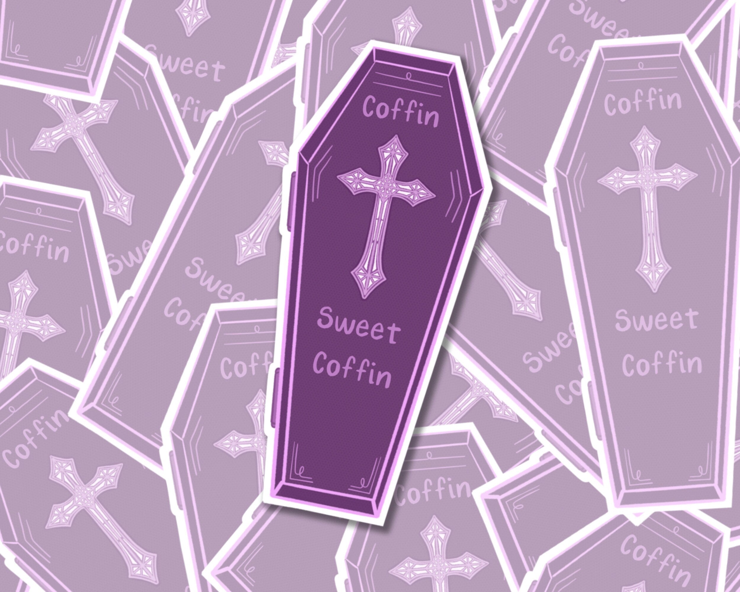 Coffin Sweet Coffin Horror Vampire Dracula Halloween Macabre Halloween Core Matte Vinyl Sticker Decal Creator of the Night Collection ST025