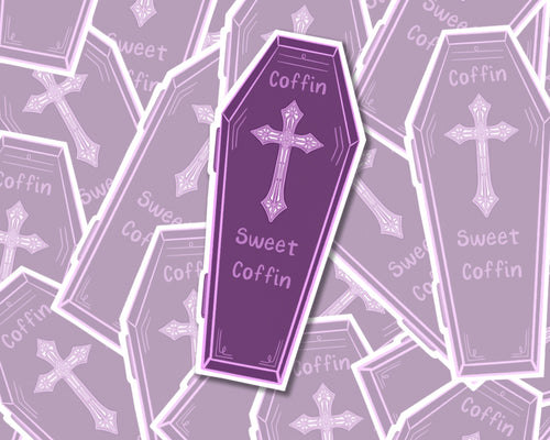 Coffin Sweet Coffin Horror Vampire Dracula Halloween Macabre Halloween Core Matte Vinyl Sticker Decal Creator of the Night Collection ST025