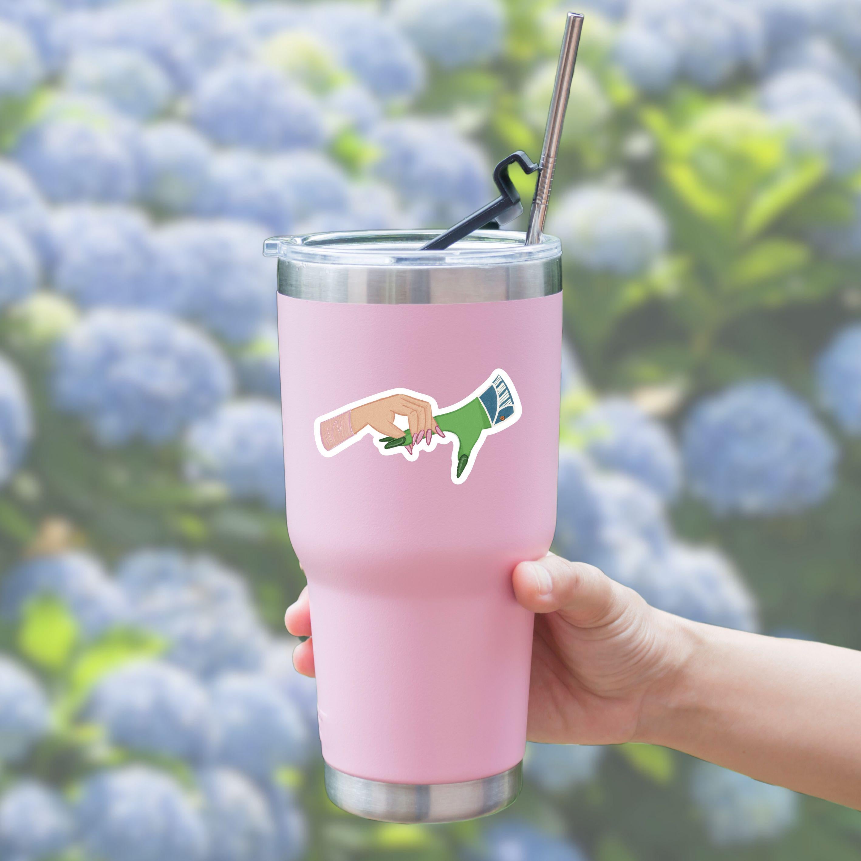 Holding Space Wicked Sticker Broadway Movie Musical Illustration Decal Theater Fans Elphaba and Glinda the Good Witch Pink Green Hands ST059