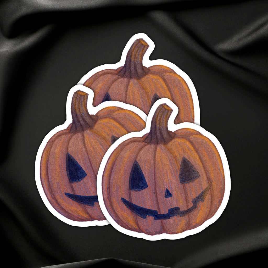 Halloween Pumpkin Sticker Illustrated Matte Vinyl Kindle and Laptop Sticker for Spooky Season ST147