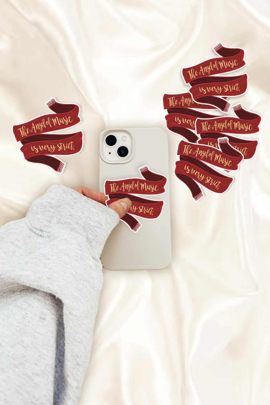 The Angel of Music is Very Strict Phantom of the Opera Musical Red Scarf Broadway Gothic Romance Vinyl Water-proof Sticker Decal ST028