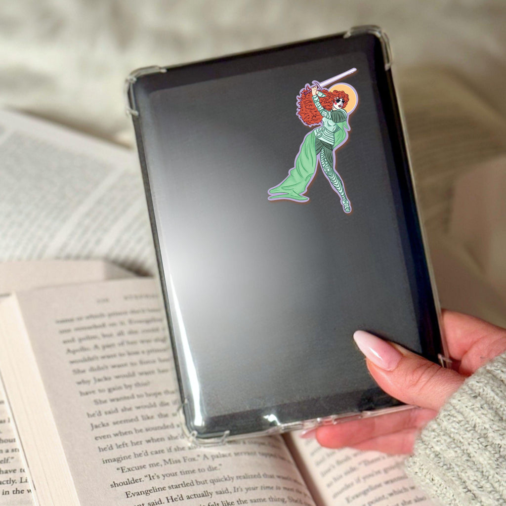 Roan of Arc Feminist Warrior Vinyl Sticker - Illustrated Medieval Knight Art in Waterproof Matte Vinyl ST116