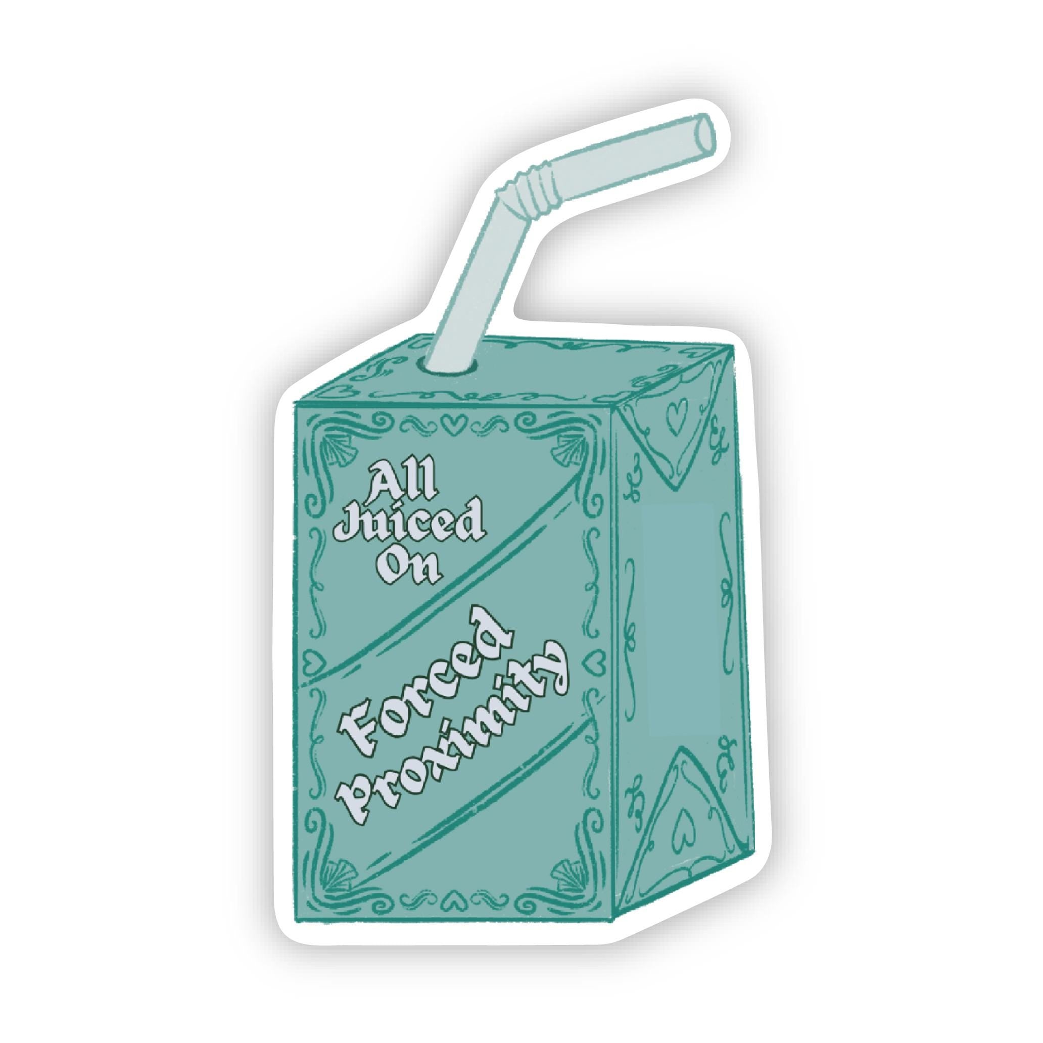Forced Proximity Juice Box Sticker: Illustrated Bookish Romance Reader Gift Waterproof Matte Vinyl Decal ST143
