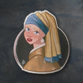 Girl with Pearl Earring Illustration Acrylic Pin Vermeer Art Lover Gift Idea For Teacher Fashion Pin Museum Quality Art Piece Classic Style