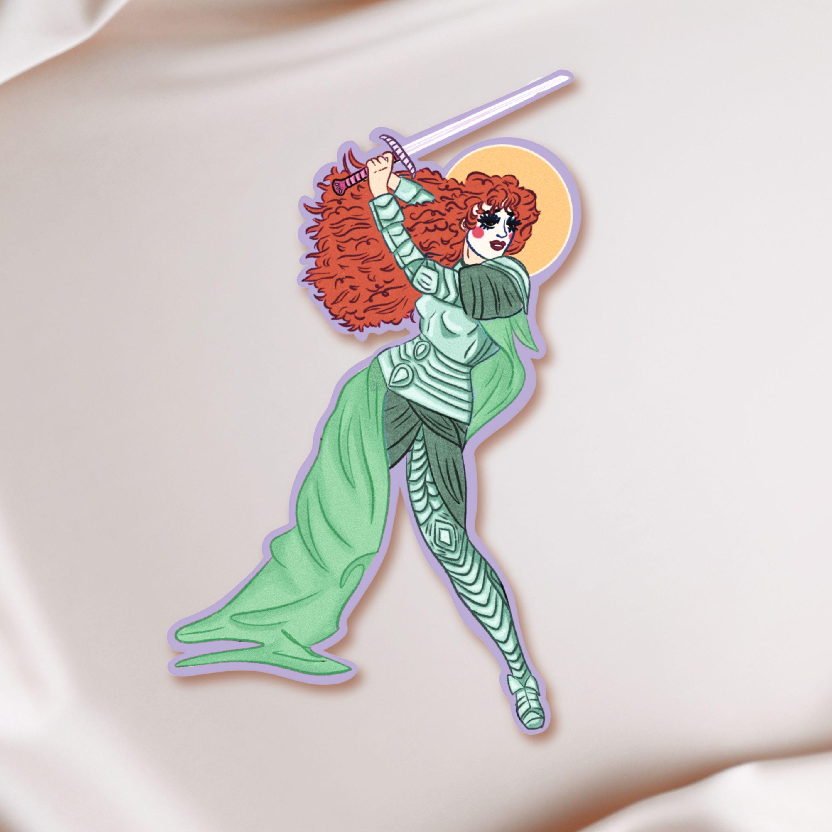 Roan of Arc Feminist Warrior Vinyl Sticker - Illustrated Medieval Knight Art in Waterproof Matte Vinyl ST116