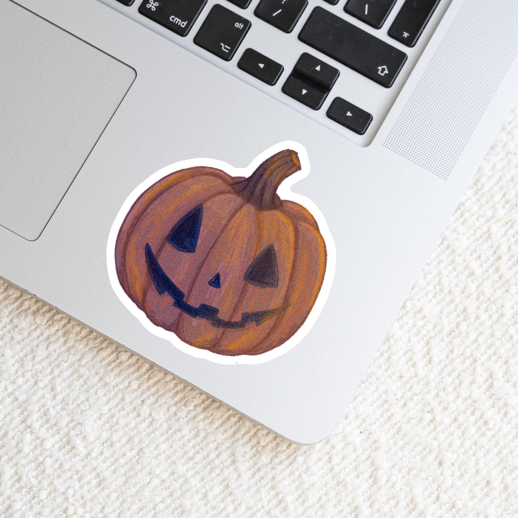 Halloween Pumpkin Sticker Illustrated Matte Vinyl Kindle and Laptop Sticker for Spooky Season ST147