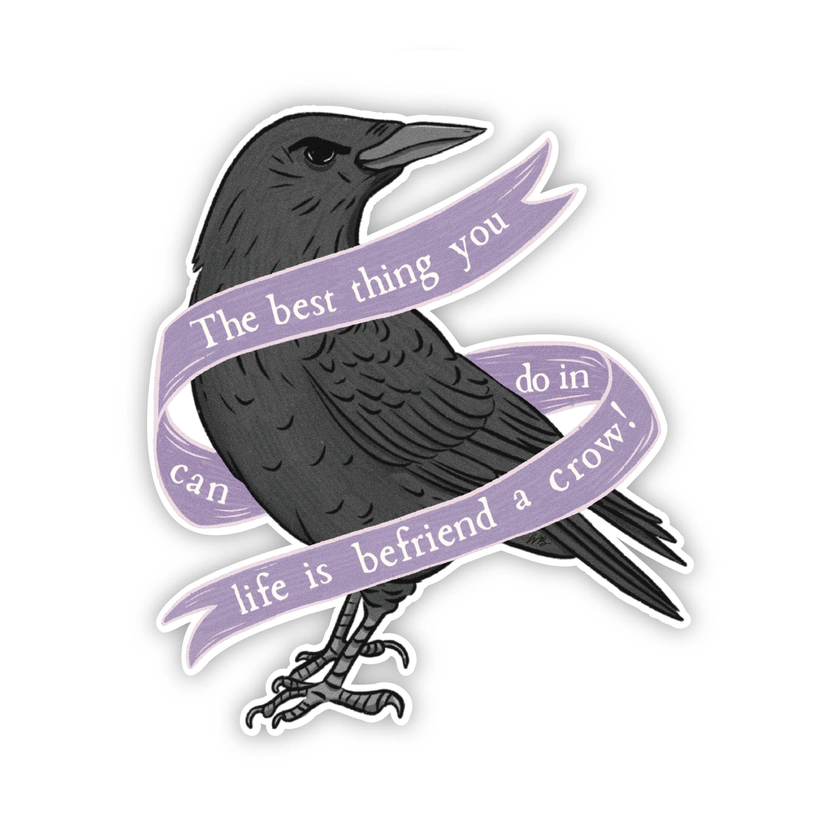 Gothic Crow Vinyl Sticker: Spooky Macabre Raven Art - Illustrated Matte Vinyl Waterproof Decal ST126
