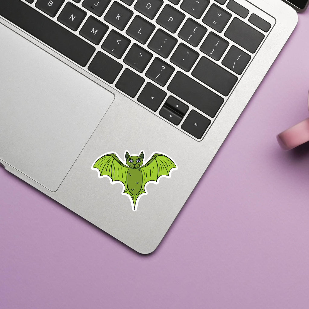 Batty Sticker of Green Bat Illustration Decal for Laptop Sticker Gift for Spooky Lover Aesthetic Illustrated Waterproof Sticker Green ST058