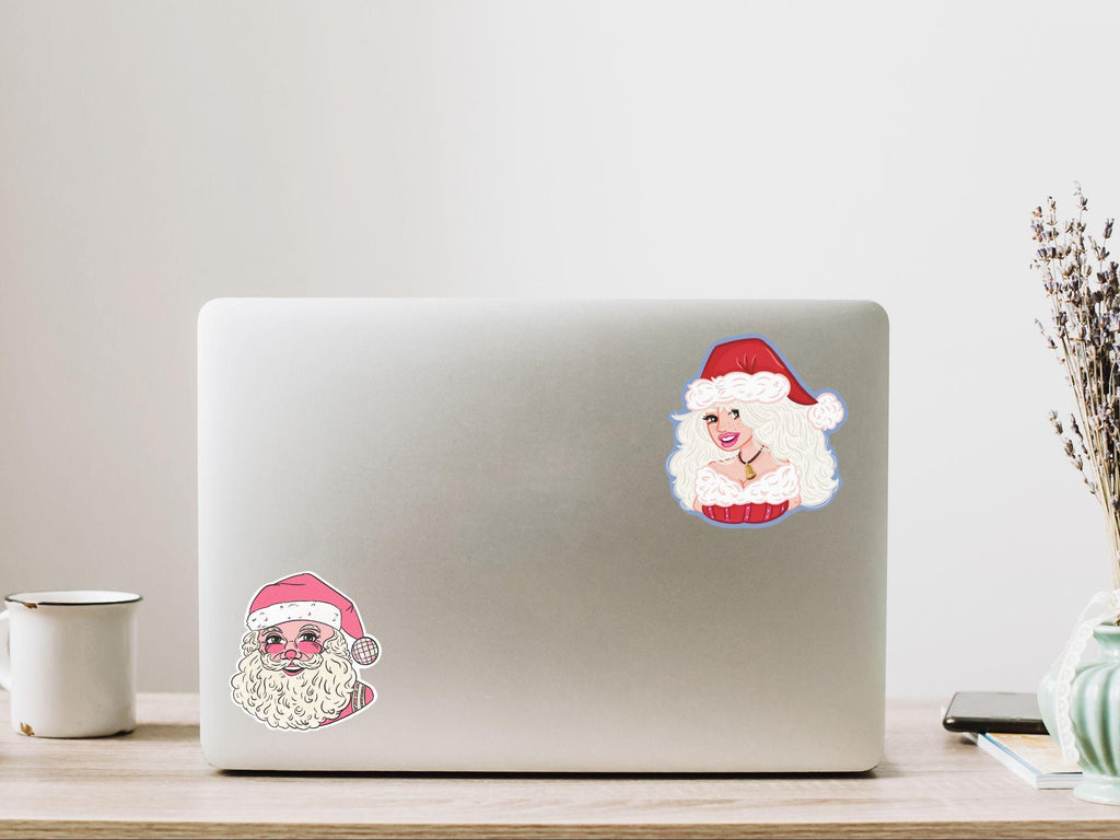 Santa Baby Christmas Pin-Up Girl Sticker | Holiday Illustration | Retro Holiday Aesthetic | Feminine Festive Vinyl Decal