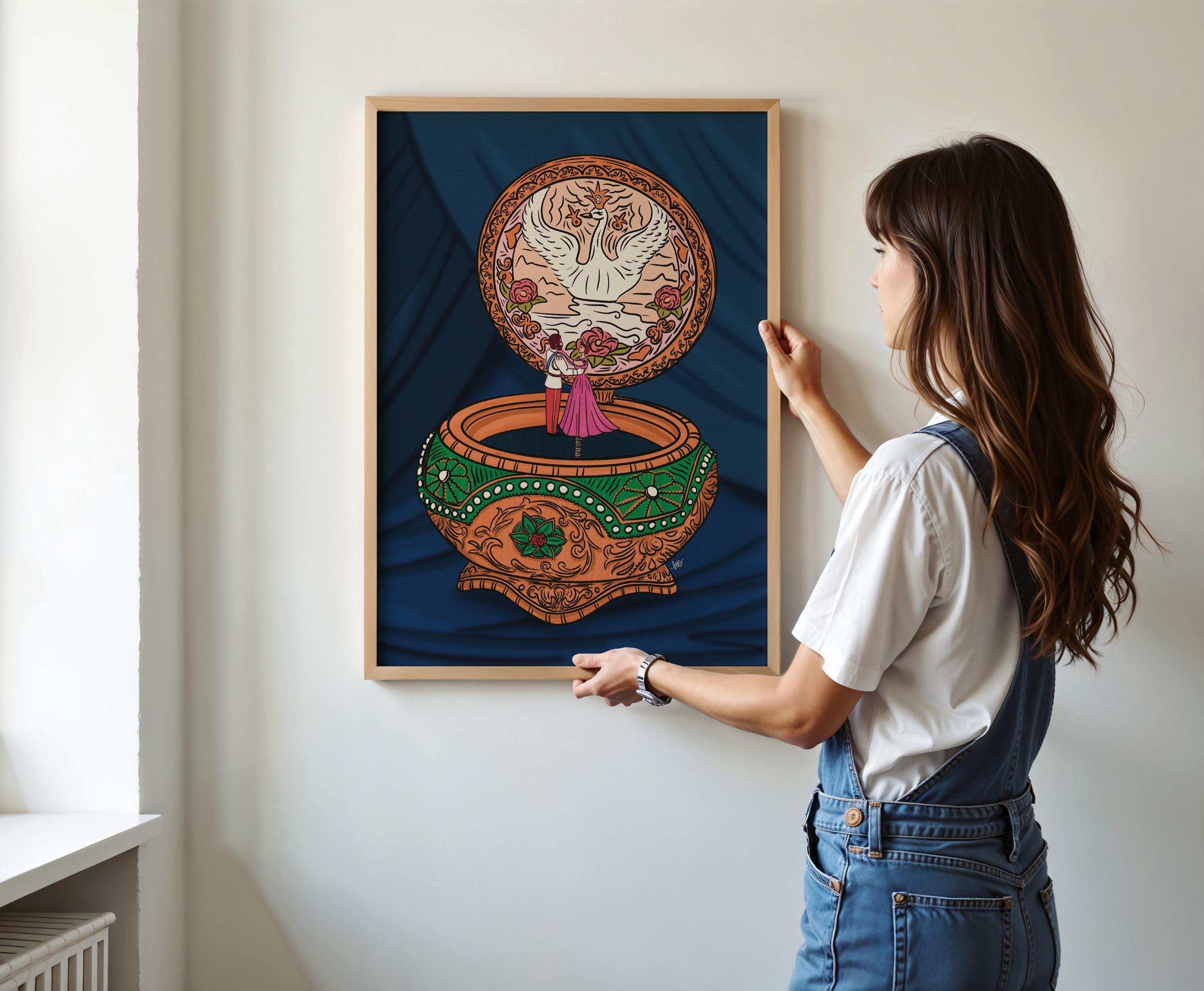 Anastasia Music Box Instant Art Print Download Inspired by Together In Paris Music Box Gift for 90s Kid Home Decor Gallery Wall Illustration