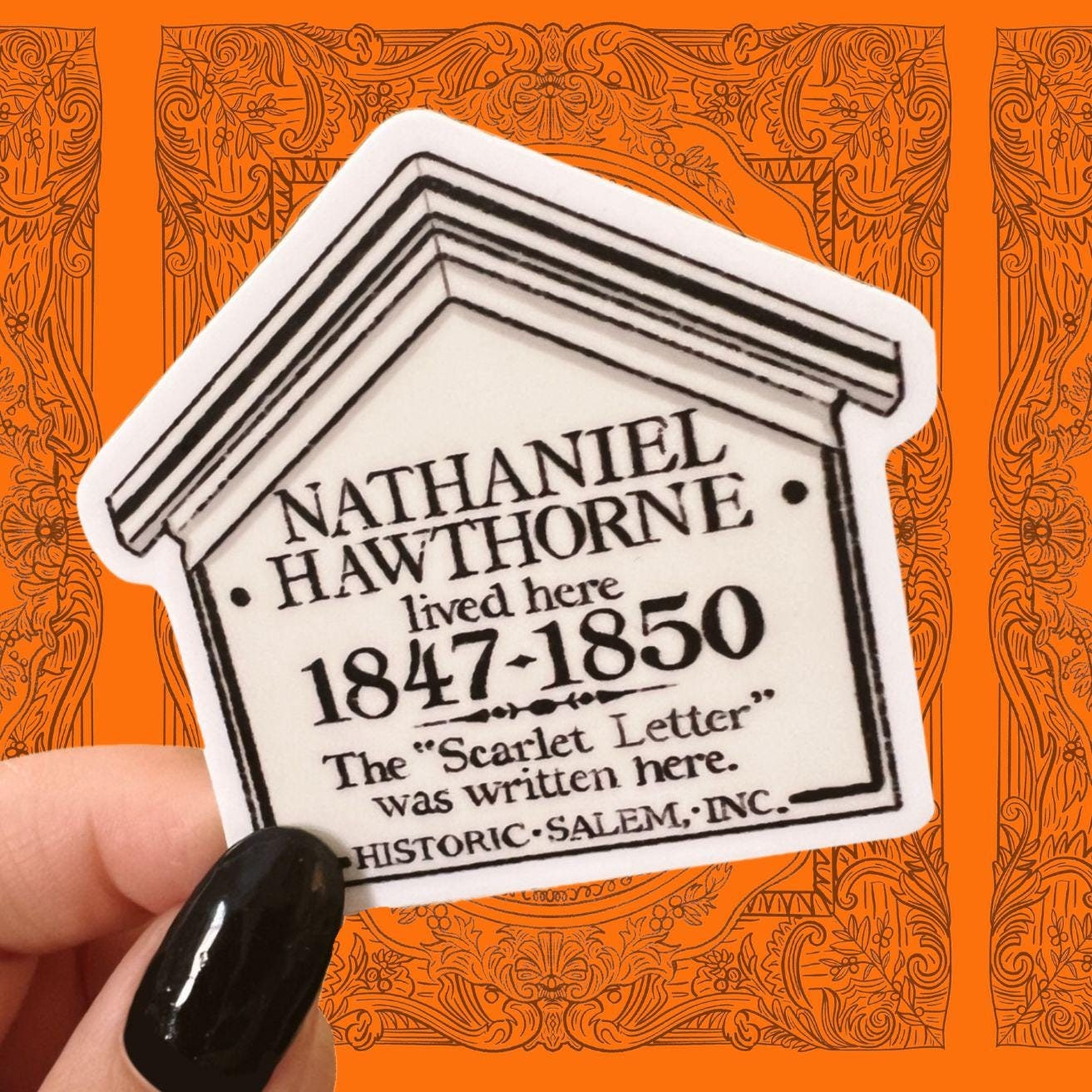 Salem Sticker Illustrated Historical Nathaniel Hawthorne Sign Inspired Salem Massachusetts Witch Community Gift Idea for Girl Friend ST070