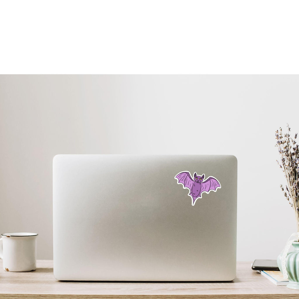 Purple Bat Sticker Cute Spooky Vampire Bat Vinyl Decal for Halloween Decor Water Bottles Laptops and Journals Witchy Goth Aesthetic ST057