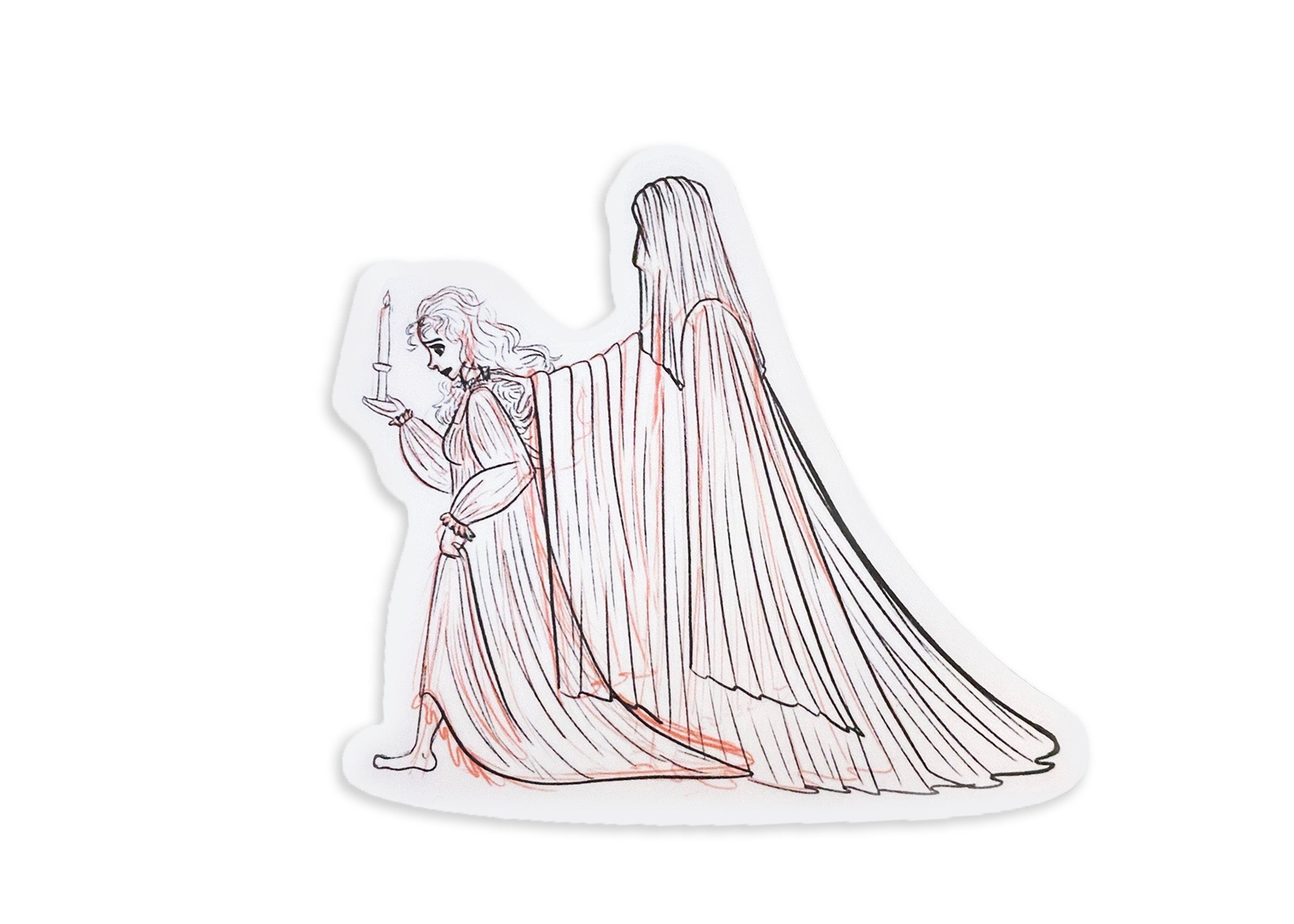 Paranormal Romance Sticker Gothic Ghost Couple Art The Guardian Original Characters Dark Academia Aesthetic Sticker Notebooks Laptop ST011