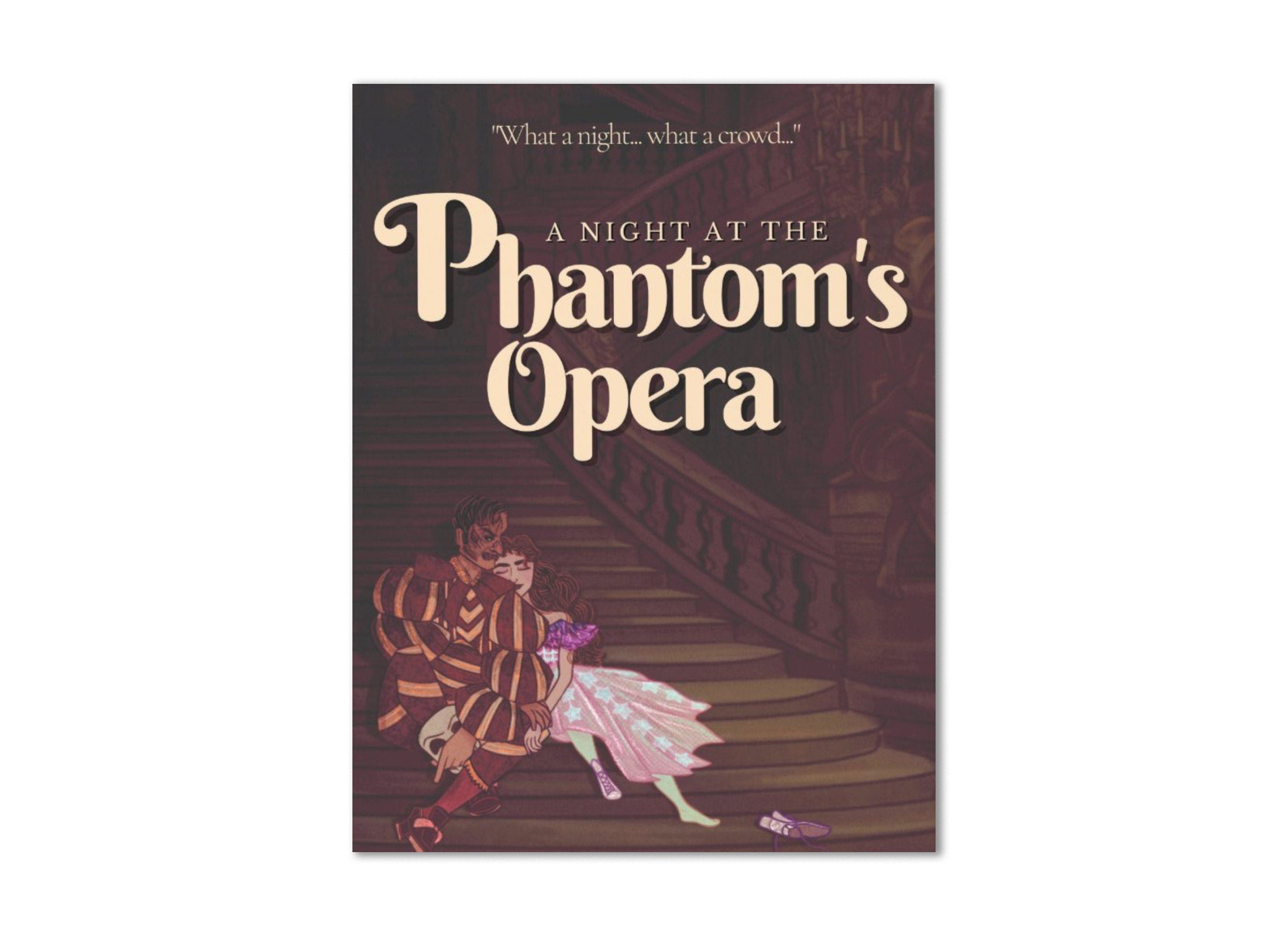Phantom of the Opera Inspired Postcard Fanart Illustration Victorian Literary Characters Paris Opera Moody Romantic Artwork for Musical Fans