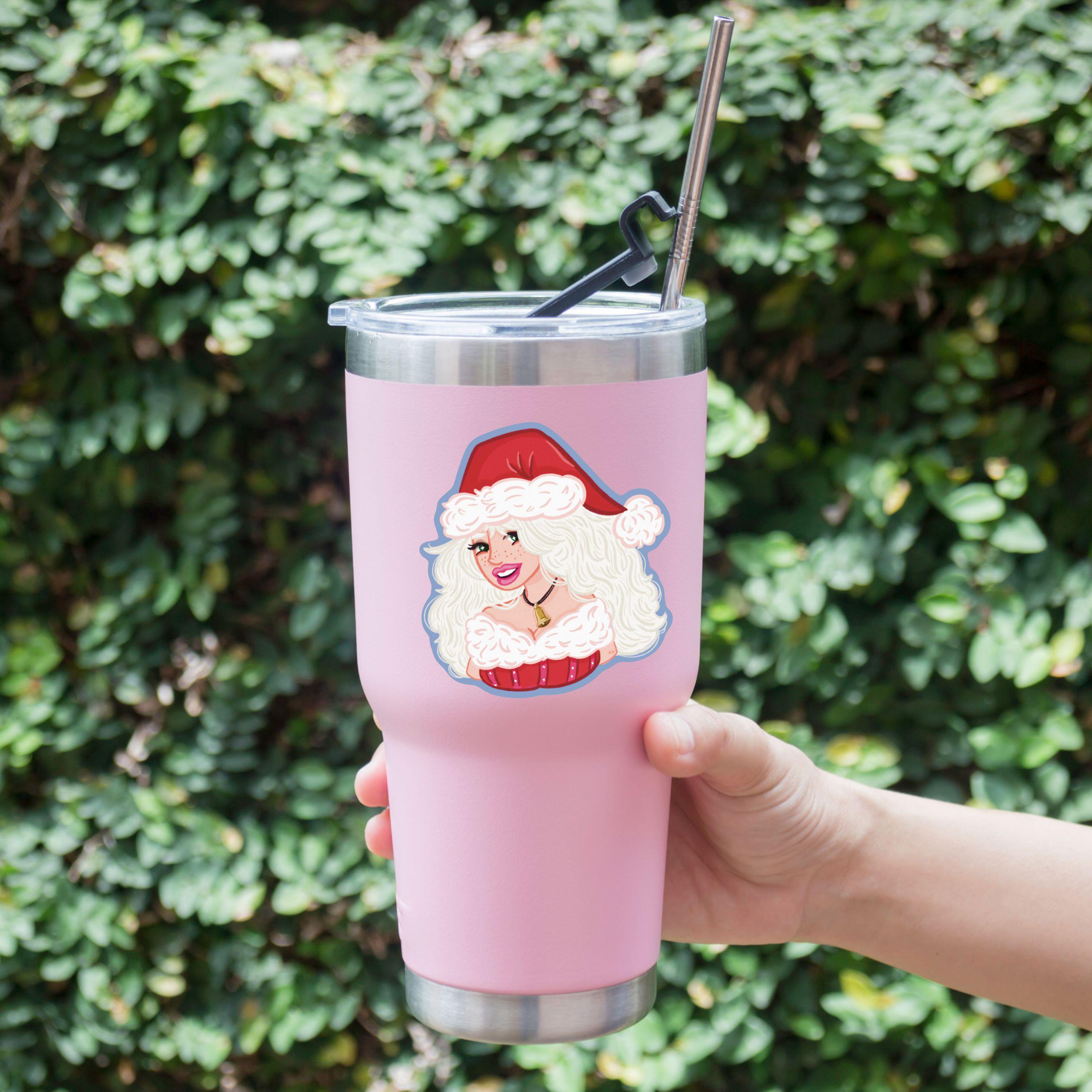 Santa Baby Christmas Pin-Up Girl Sticker | Holiday Illustration | Retro Holiday Aesthetic | Feminine Festive Vinyl Decal