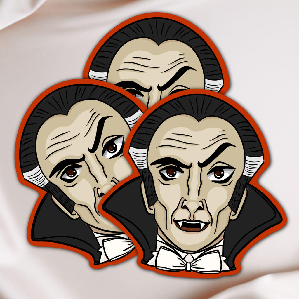 Dracula Vampire Sticker: Illustrated Halloween Vinyl Decal ST150