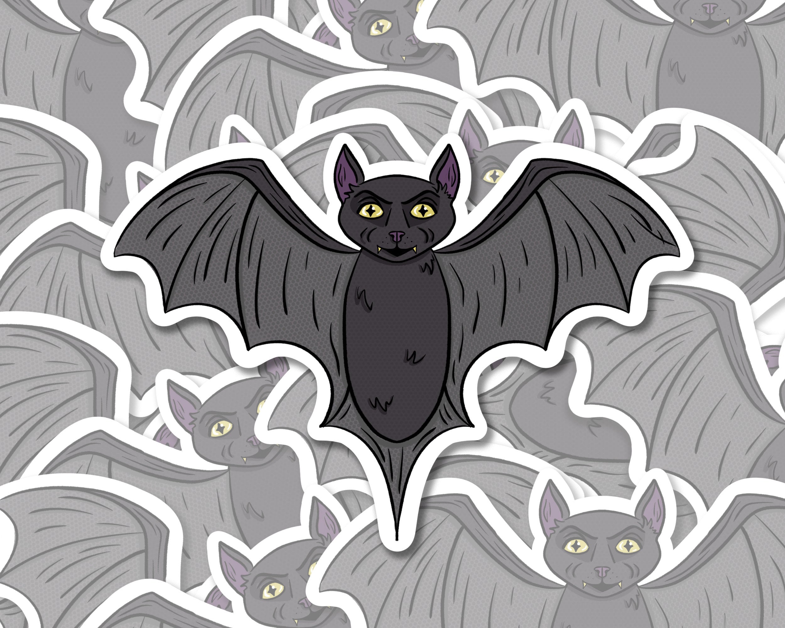 Vampire Bat Sticker Black Bat Illustration Gift for Halloween Lover Bat Artwork Decal Sticker for Water Bottle Sticker for Laptop cute ST056