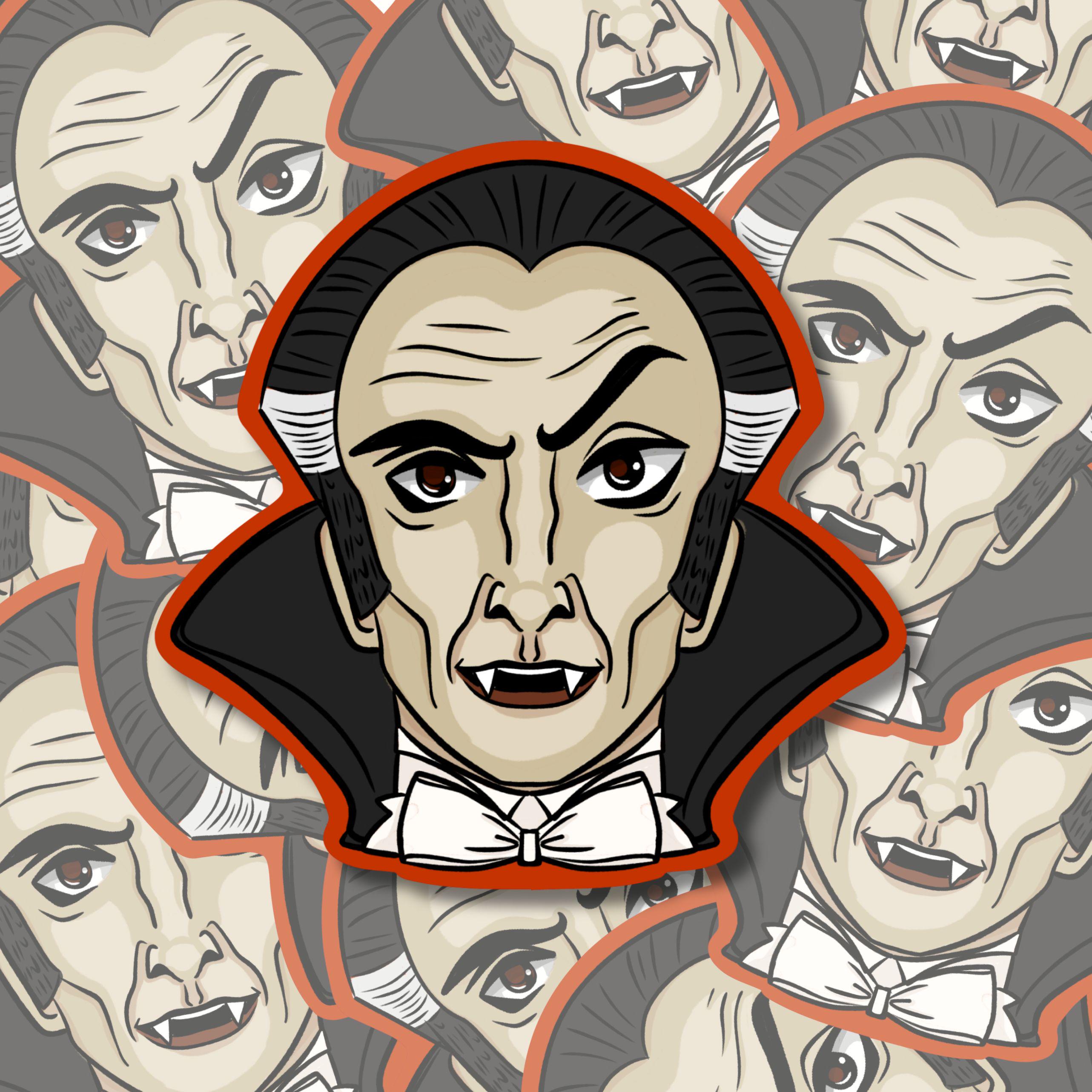 Dracula Vampire Sticker: Illustrated Halloween Vinyl Decal ST150
