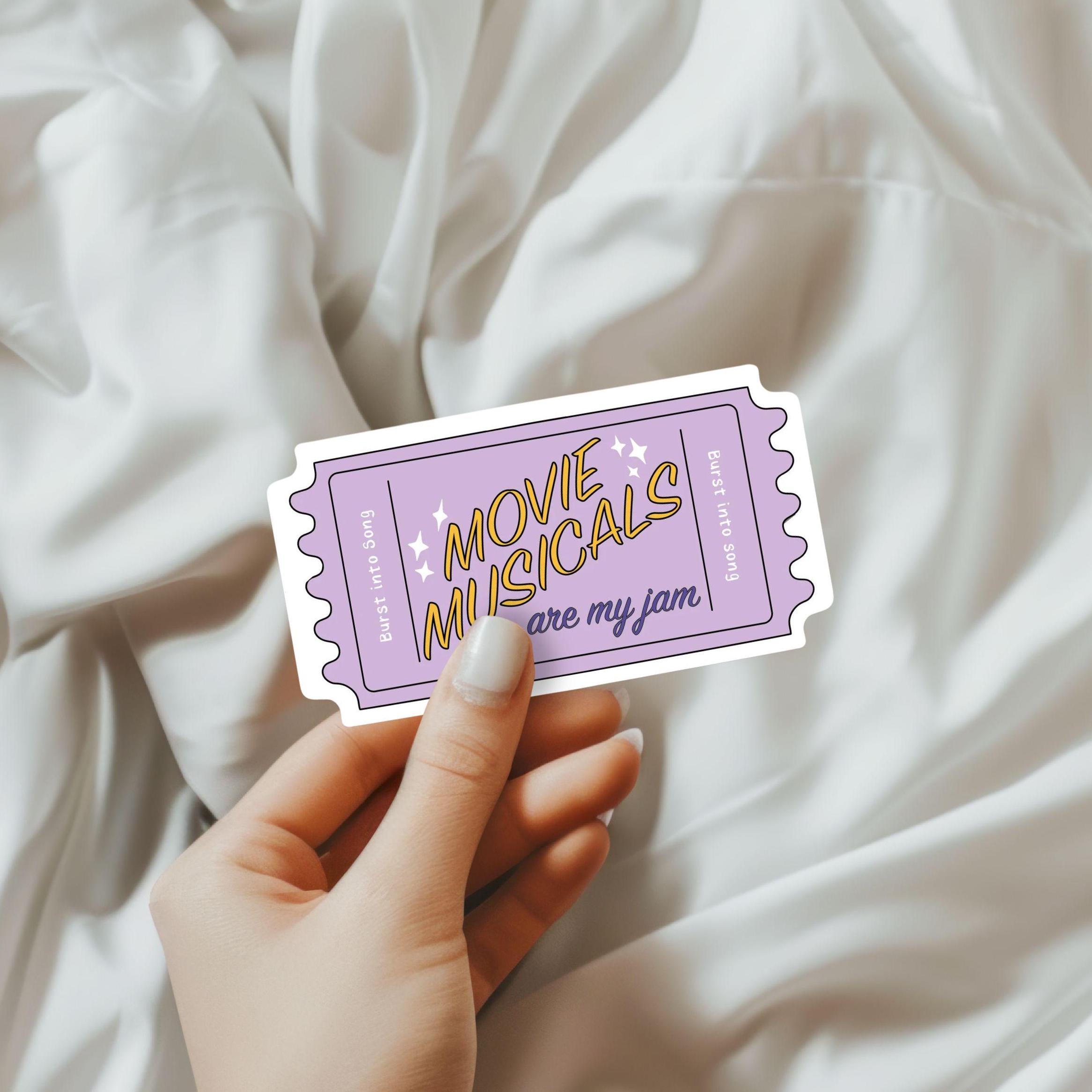 Movie Musicals Sticker Purple Ticket Stub for Musical Fans Purple Decal Computer Laptop Decor for Kindle Case Broadway Fan Gift Idea ST017