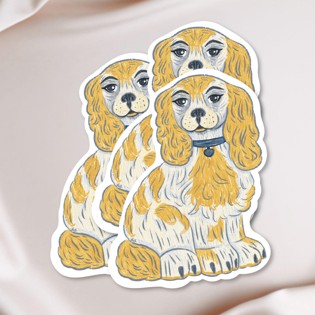 Staffordshire Dog Sticker: Nostalgic Home Decor, Illustrated Artwork Waterproof Vinyl Decal ST004