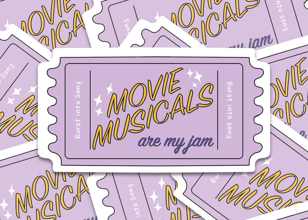 Movie Musicals Sticker Purple Ticket Stub for Musical Fans Purple Decal Computer Laptop Decor for Kindle Case Broadway Fan Gift Idea ST017