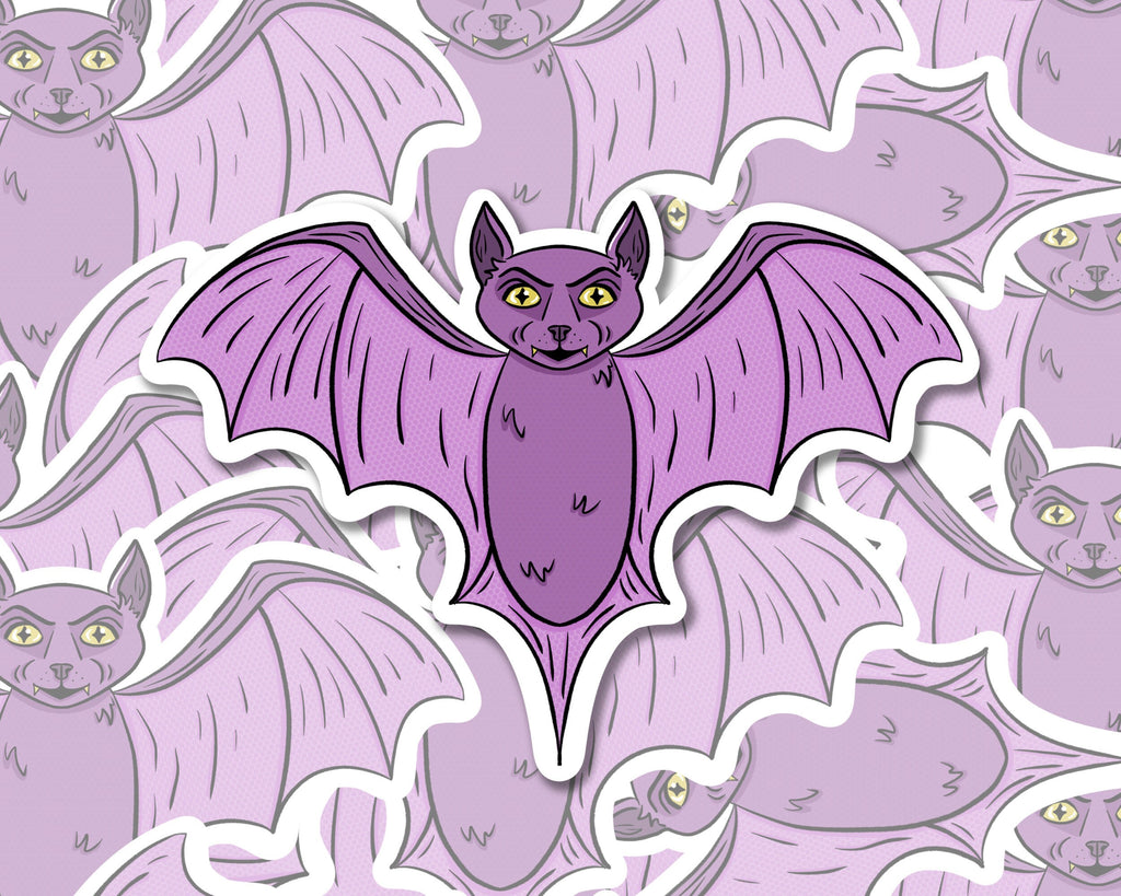 Purple Bat Horror Cute Spooky Halloween Cryptid Vampire Matte Vinyl Sticker Decal Creature of the Night Collection ST057