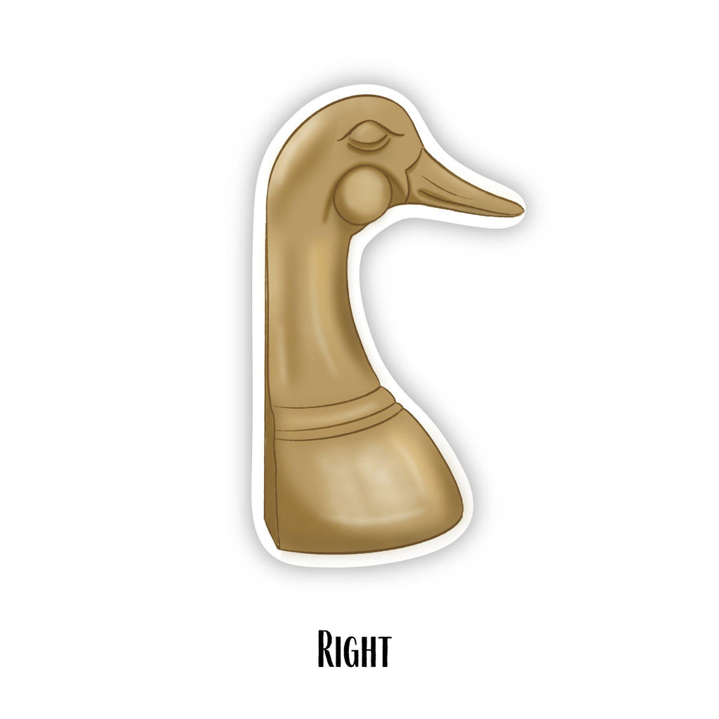Brass Duck Book ends and Doorstop Illustration Waterproof Matte Vinyl Sticker L-ST053 R-ST054
