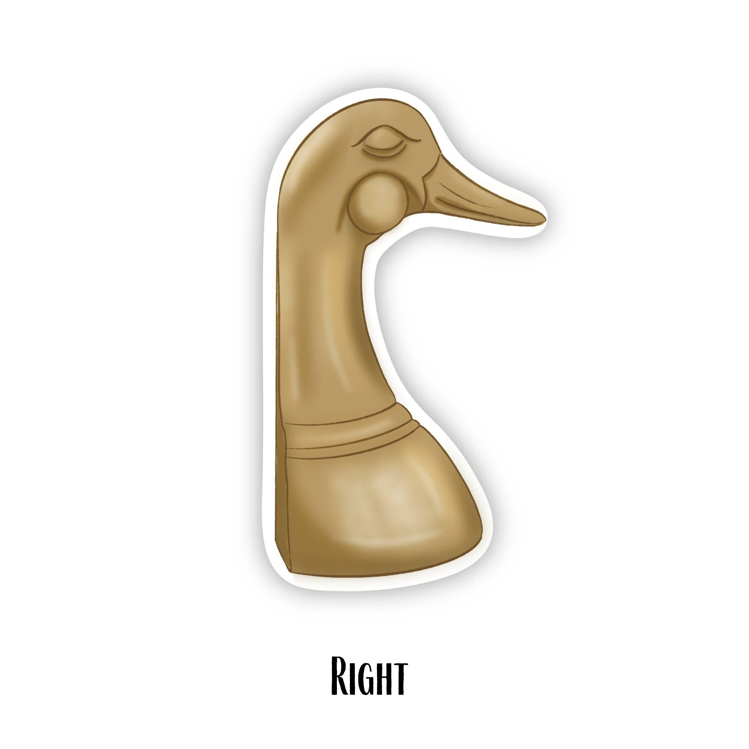 Brass Duck Book ends and Doorstop Illustration Waterproof Matte Vinyl Sticker L-ST053 R-ST054