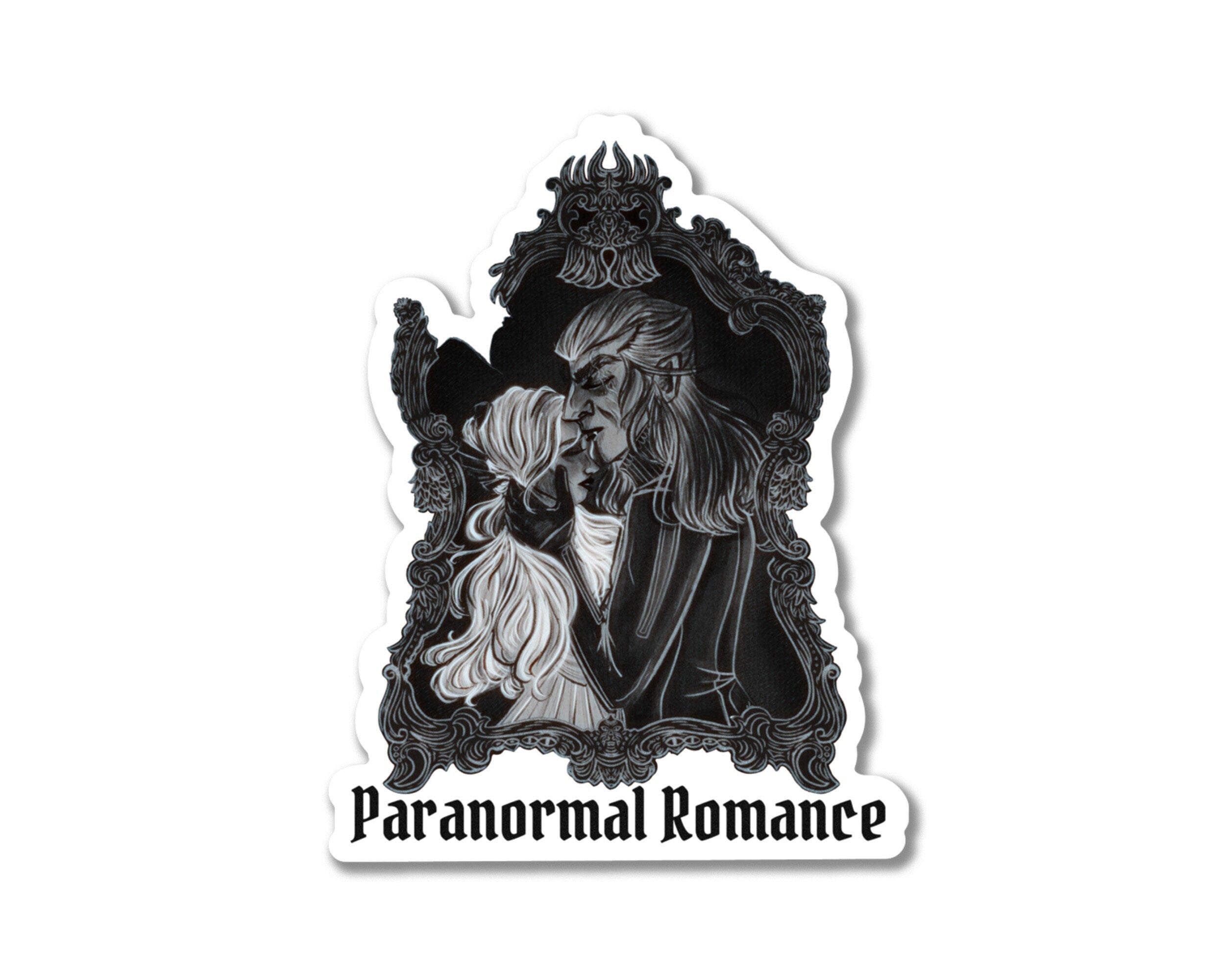 Paranormal Romance Couple Illustration Black and White kindle cover monster fairy fan vampire phantom Vinyl Water-proof Sticker Decal ST041