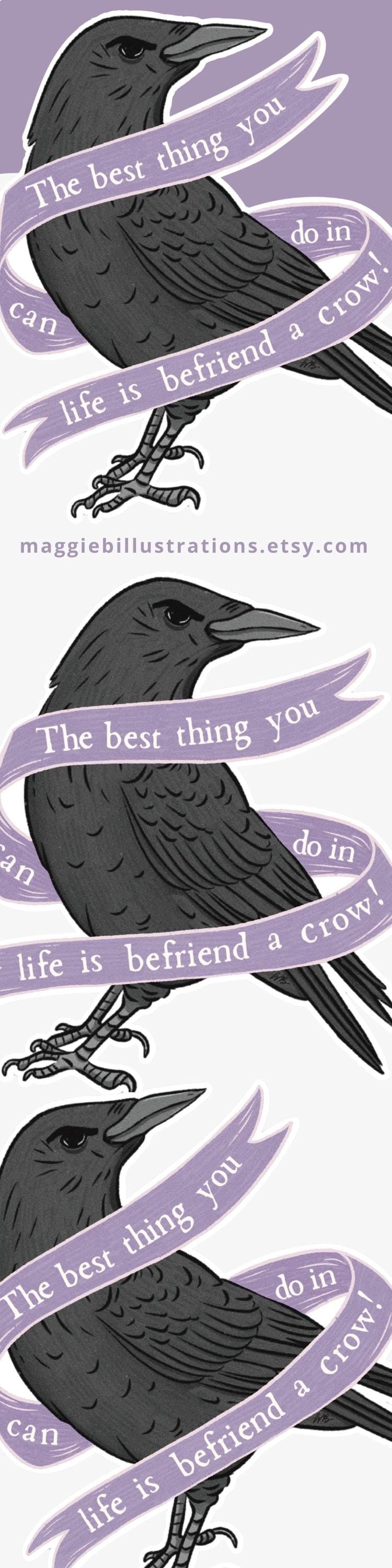 Gothic Crow Vinyl Sticker: Spooky Macabre Raven Art - Illustrated Matte Vinyl Waterproof Decal ST126