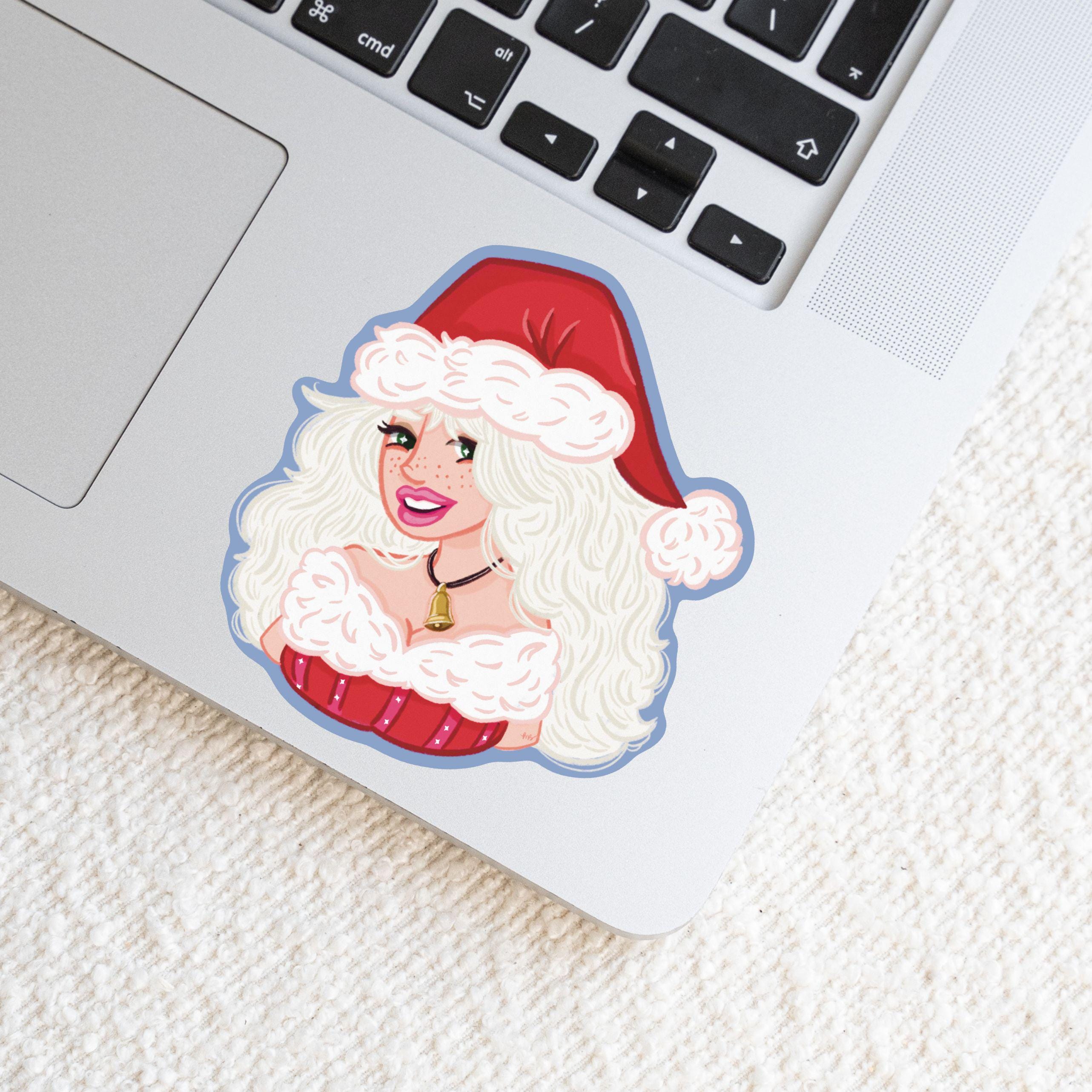 Santa Baby Christmas Pin-Up Girl Sticker | Holiday Illustration | Retro Holiday Aesthetic | Feminine Festive Vinyl Decal