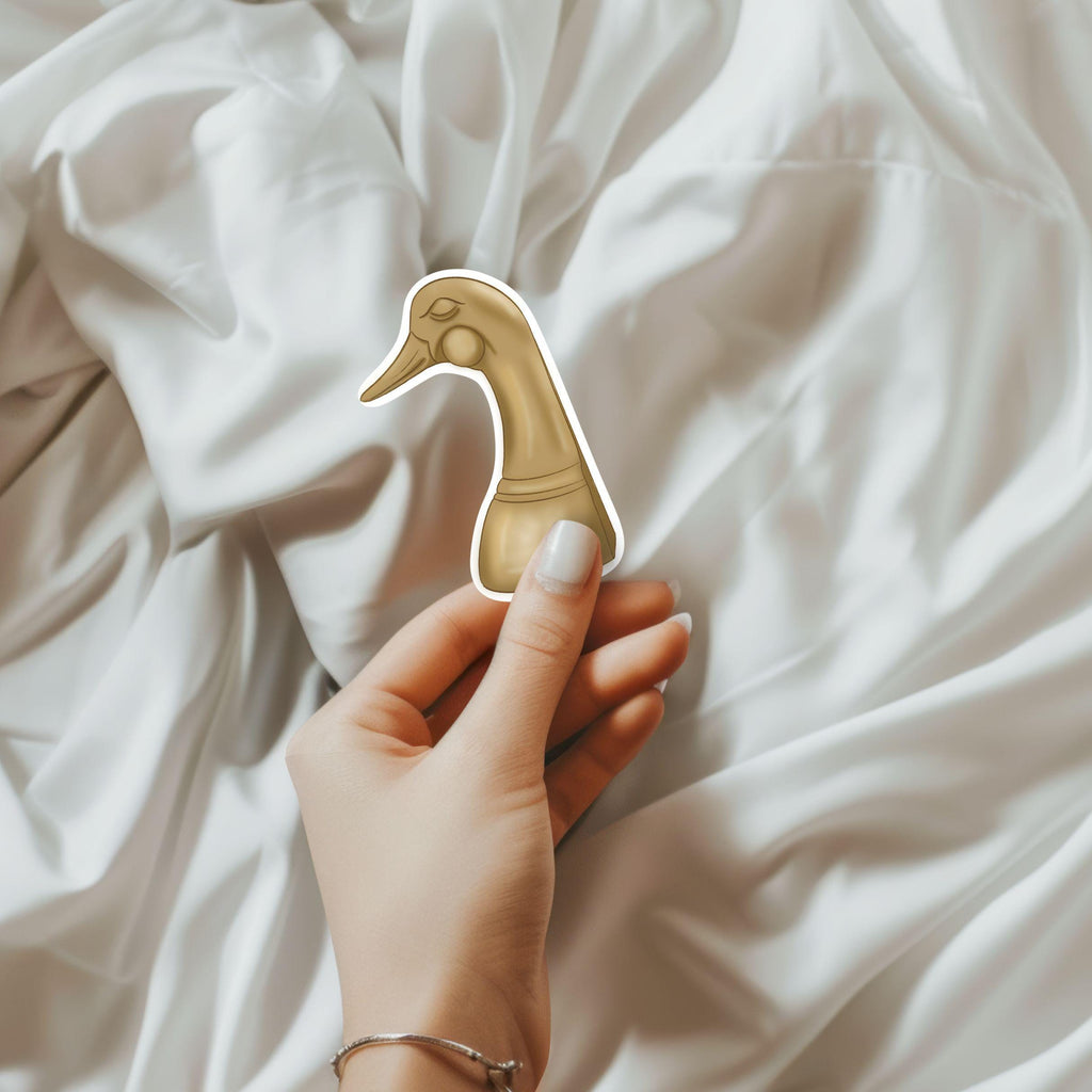 Brass Duck Book ends and Doorstop Illustration Waterproof Matte Vinyl Sticker L-ST053 R-ST054