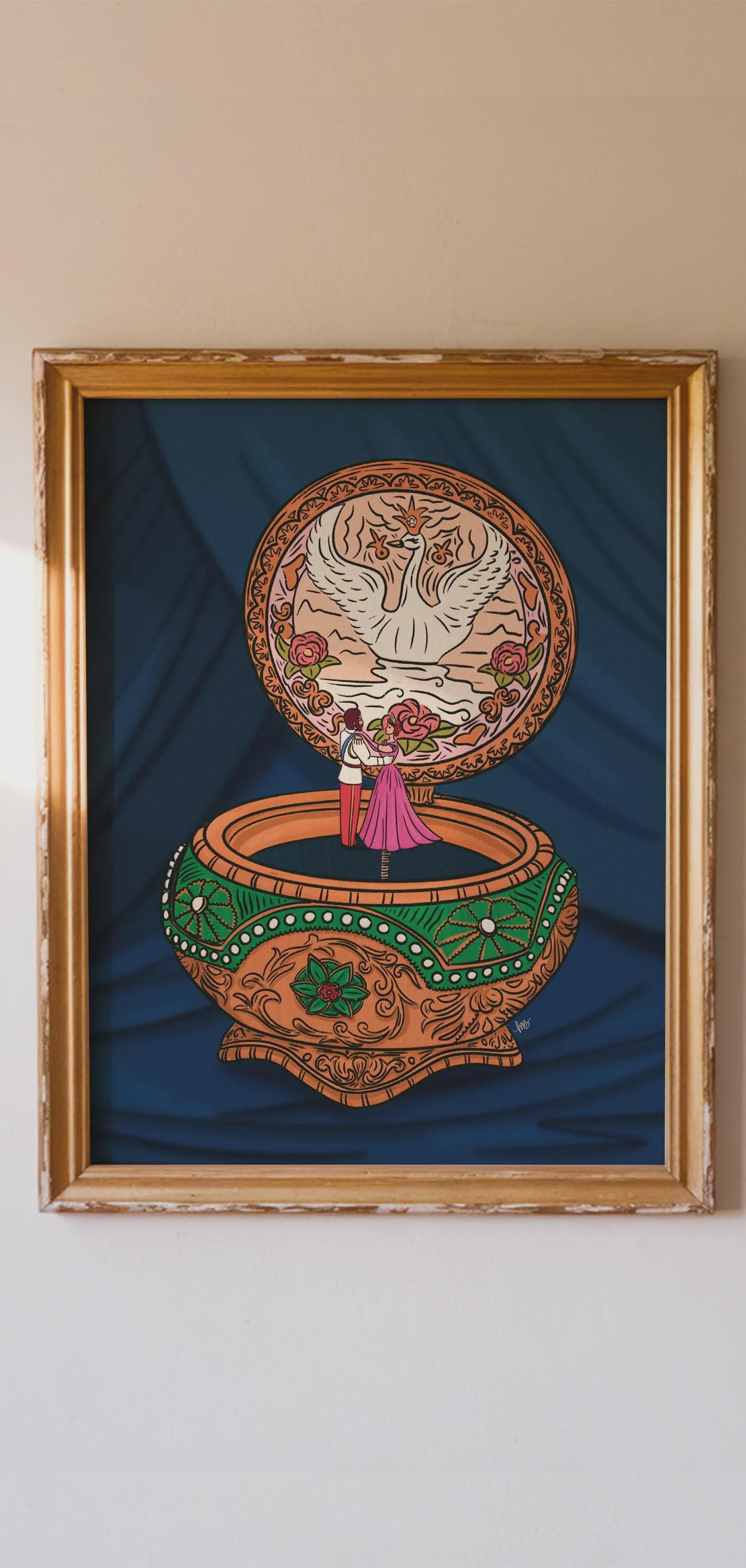 Anastasia Music Box Art Print Inspired by Together In Paris Music Box Gift for 90s Kid Home Decor Gallery Wall Illustration Physical Prints