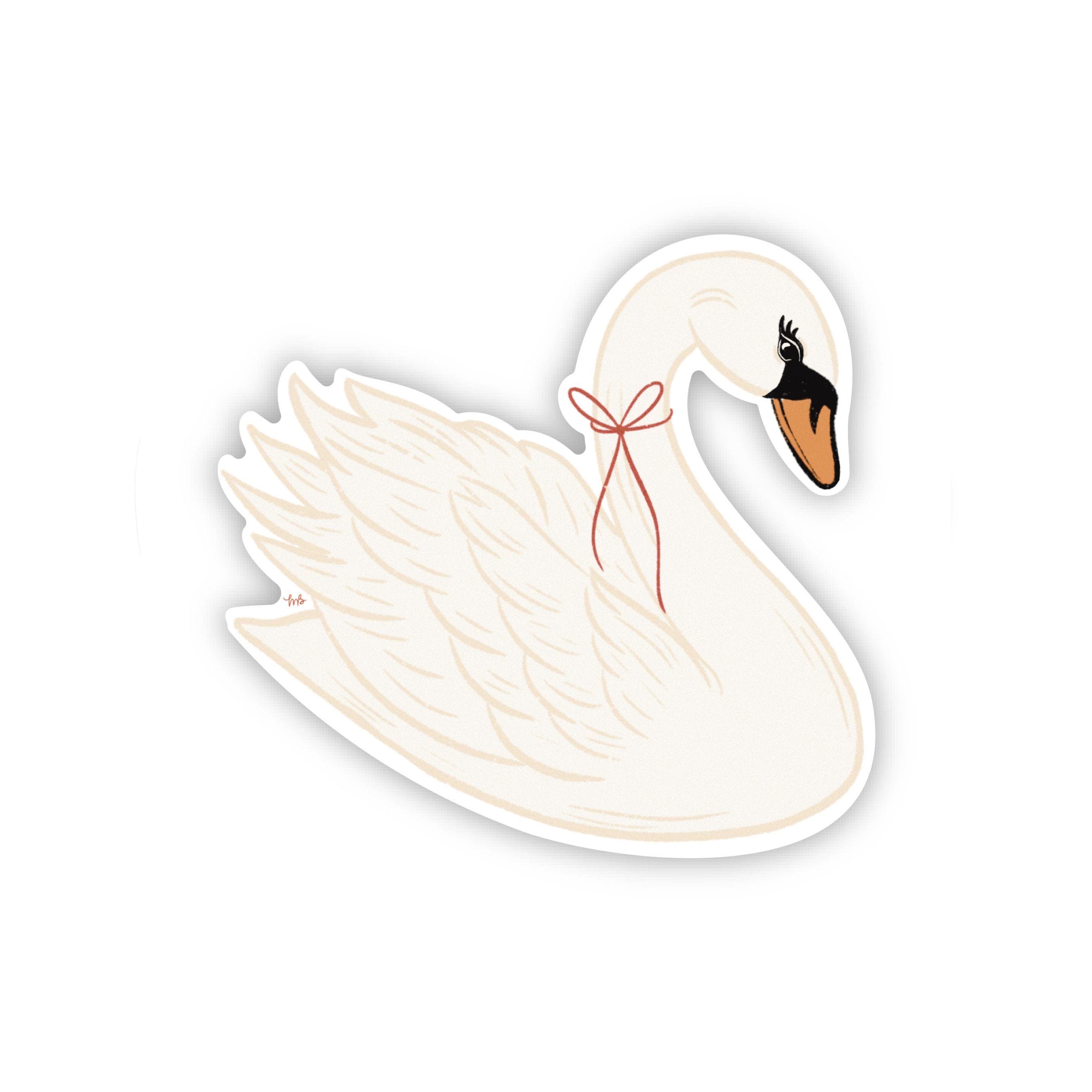 Coquette Swan Sticker Decal for Kindle Case Laptop Cover Decor Gift Idea for Best Friend Waterproof Sticker Feminine Whimsy Bird Art ST122