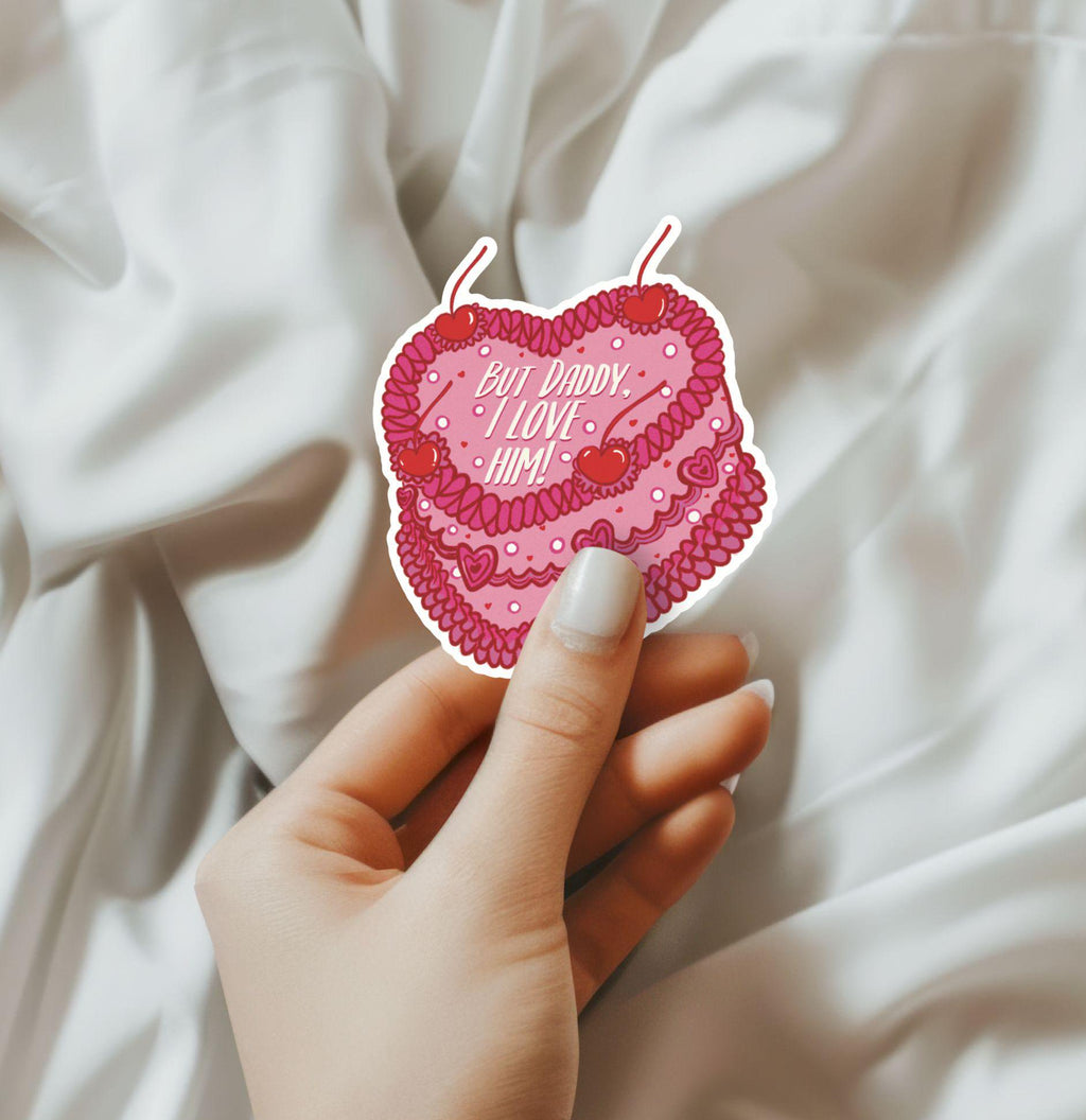 But Daddy I Love Him Sticker: Illustrated Pink Cake Rococo Art Laptop Waterproof Matte Vinyl Decal ST047