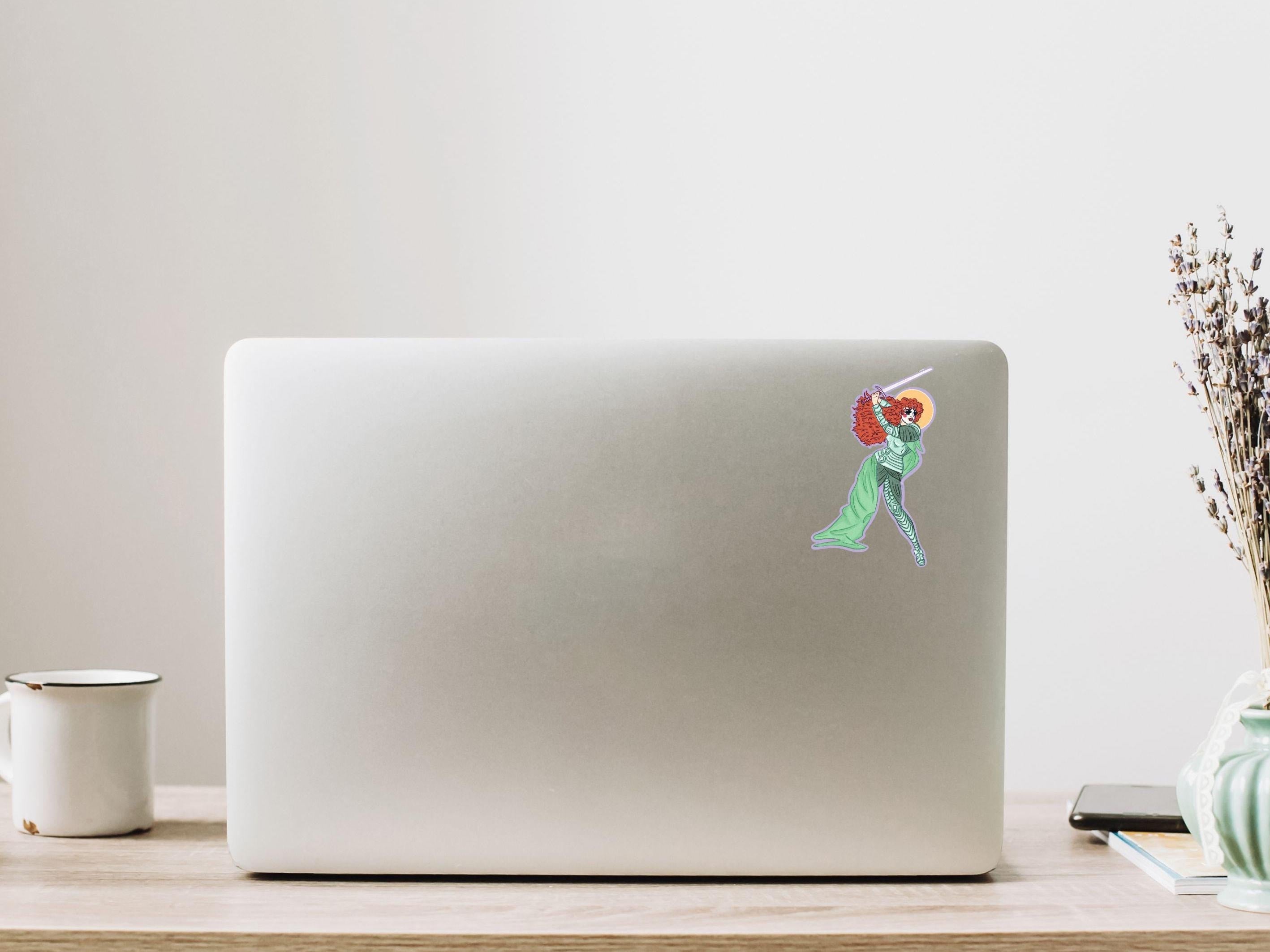 Roan of Arc Feminist Warrior Vinyl Sticker - Illustrated Medieval Knight Art in Waterproof Matte Vinyl ST116