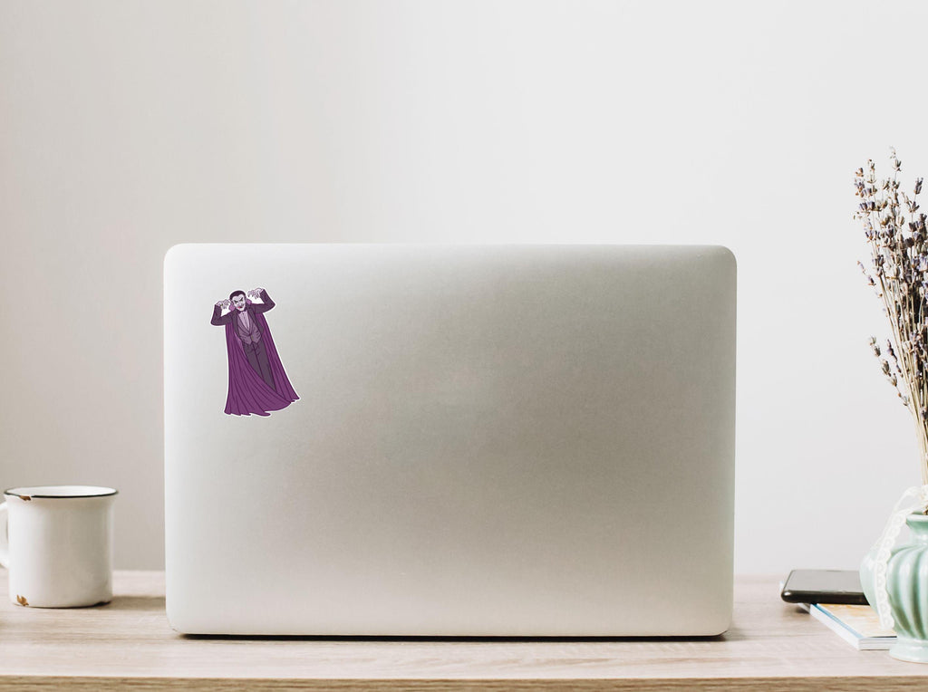 Gothic Vampire Sticker in Purple Tones Dracula Waterproof Decal for Laptop Kindle Journal Spooky Paranormal Gift for Horror Lovers ST029