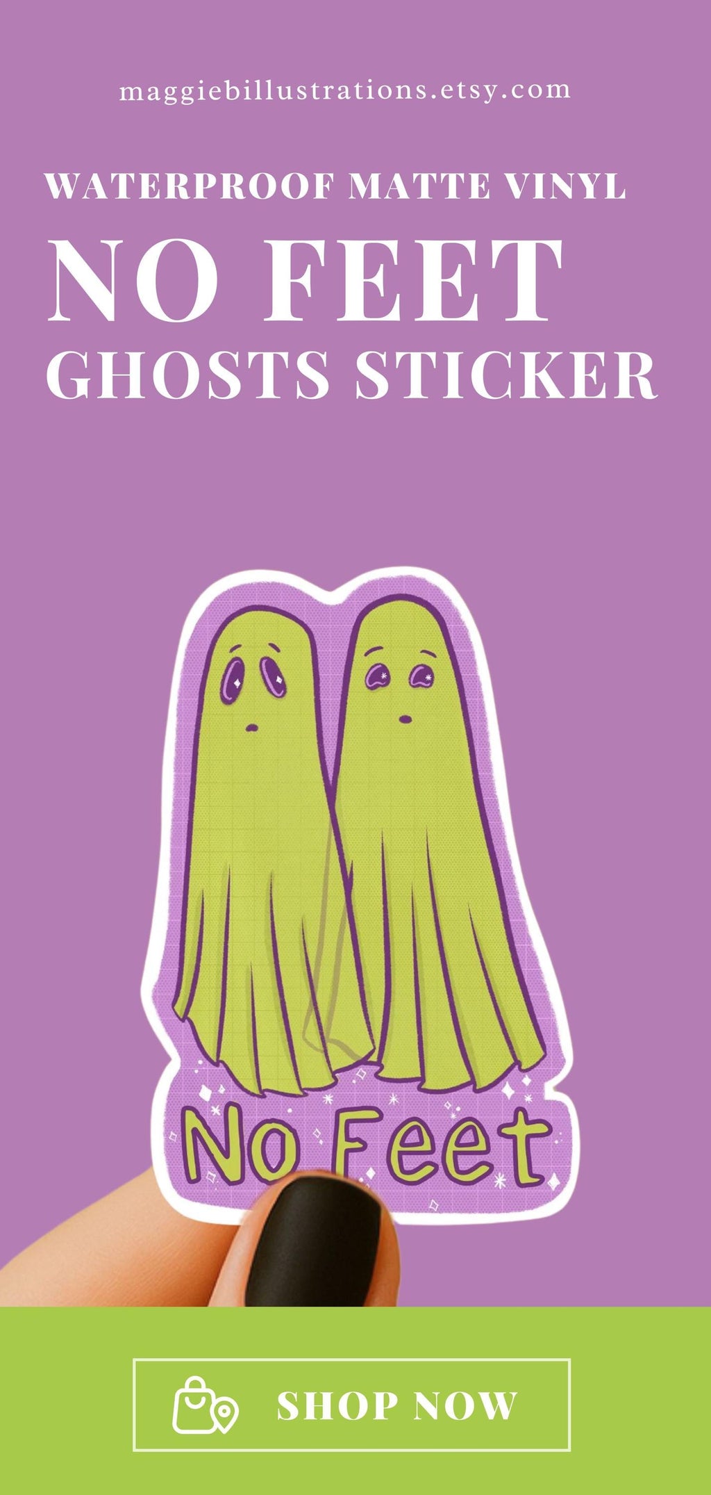 No Feet Ghost Sticker Beetlejuice Inspired Matte Vinyl Decal for Laptop Water Bottle or Journal Funny Spooky Quote for Horror Fans ST020