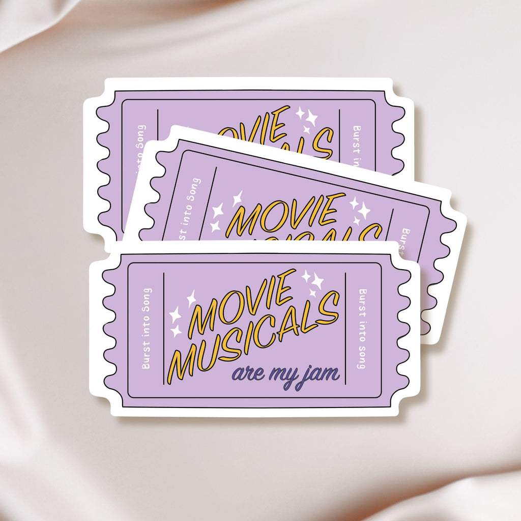 Movie Musicals Sticker Purple Ticket Stub for Musical Fans Purple Decal Computer Laptop Decor for Kindle Case Broadway Fan Gift Idea ST017