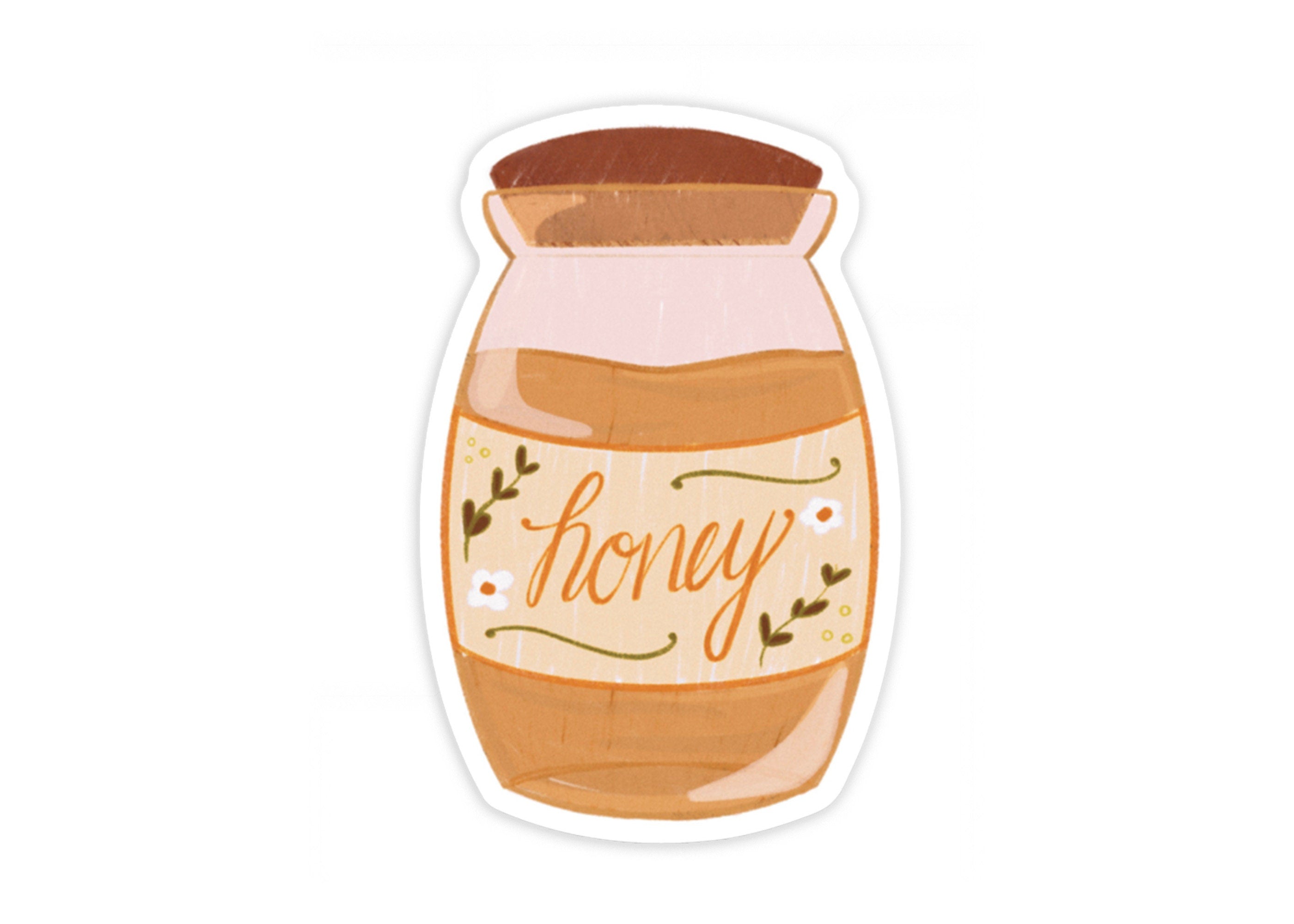 Rustic Honey Jar Sticker Cute Illustrated Honey Pot Decal Aesthetic Cottagecore Waterproof Sticker for Laptop Water Bottle Scrapbook ST076