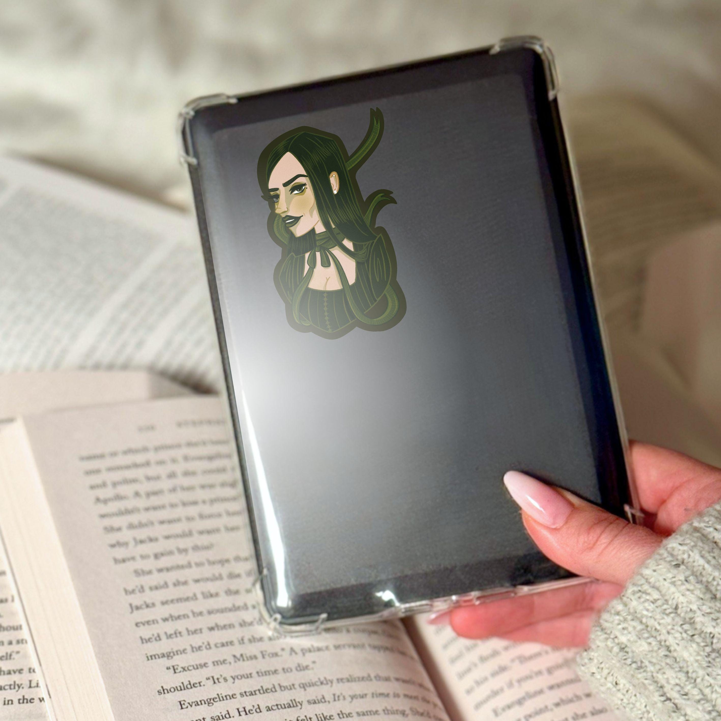 Girl with Green Ribbon Sticker: Illustrated Spooky Gothic Horror Waterproof Matte Vinyl Decal ST013