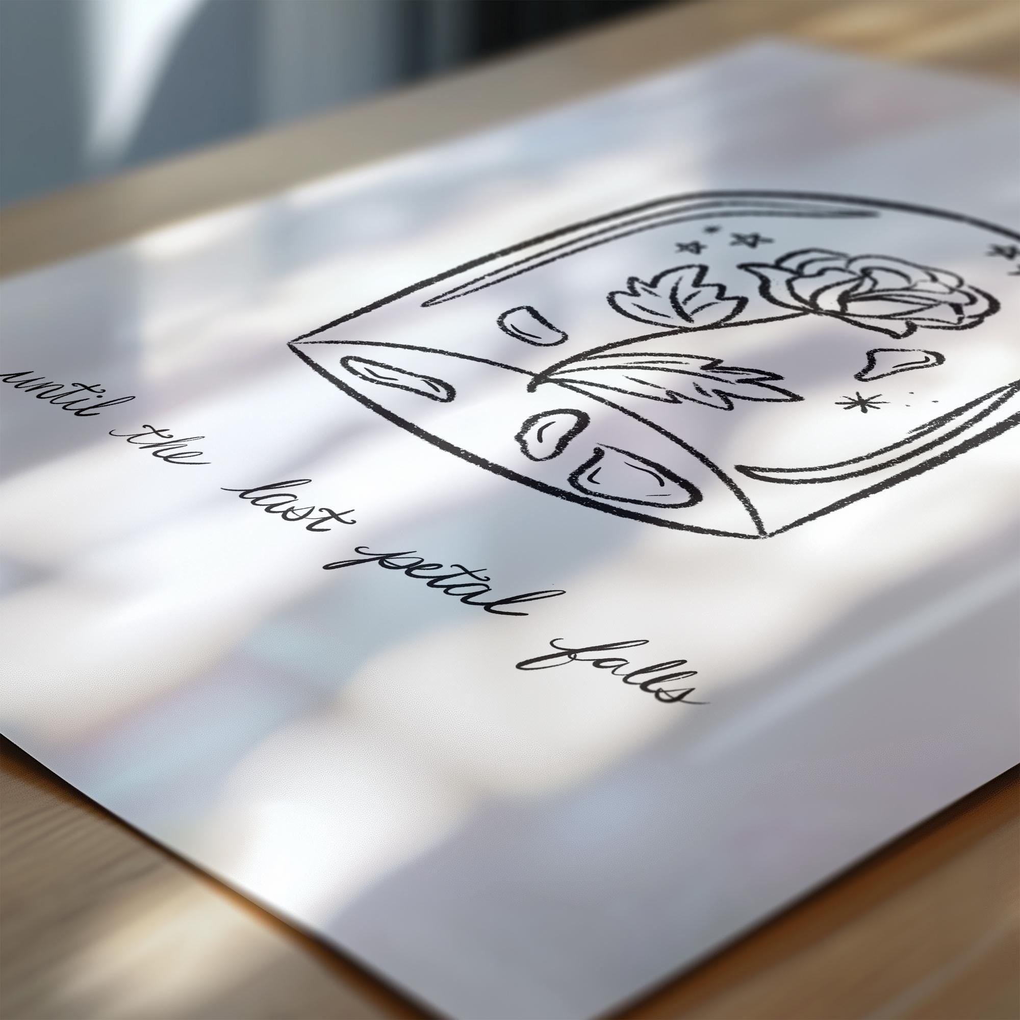 Enchanted Rose Print: Dark Academia Fairy Tale Art (Digital Download 5x7-16x20in JPEG )