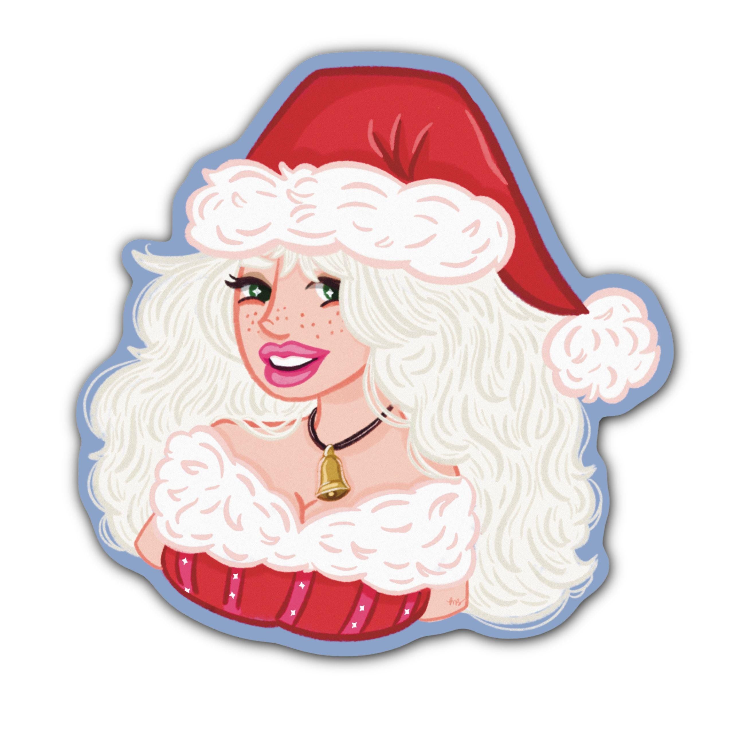 Santa Baby Christmas Pin-Up Girl Sticker | Holiday Illustration | Retro Holiday Aesthetic | Feminine Festive Vinyl Decal
