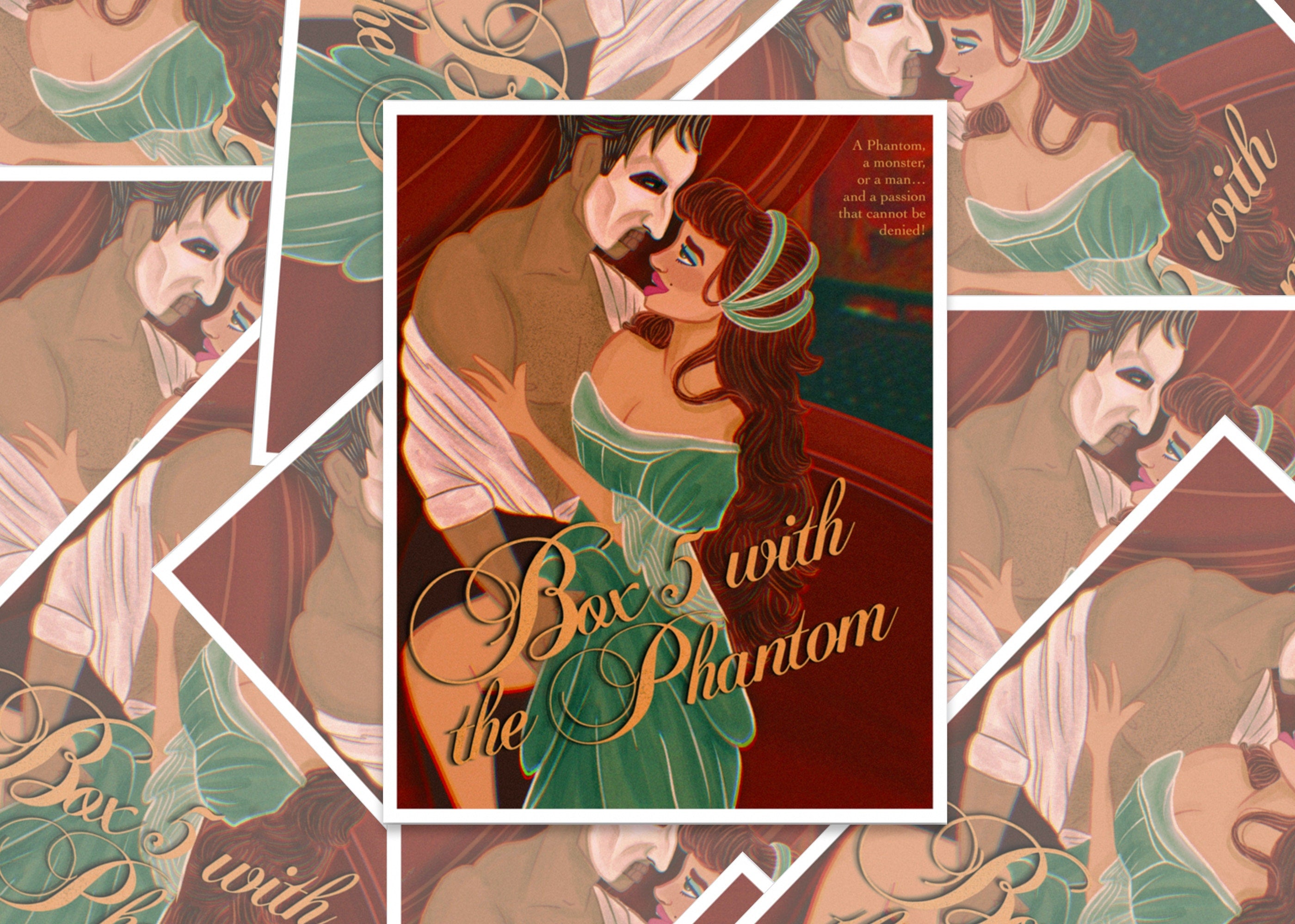 Spicy Romance Novel Book Cover Phantom of the Opera Inspired Vinyl Water-proof Sticker Decal ST002