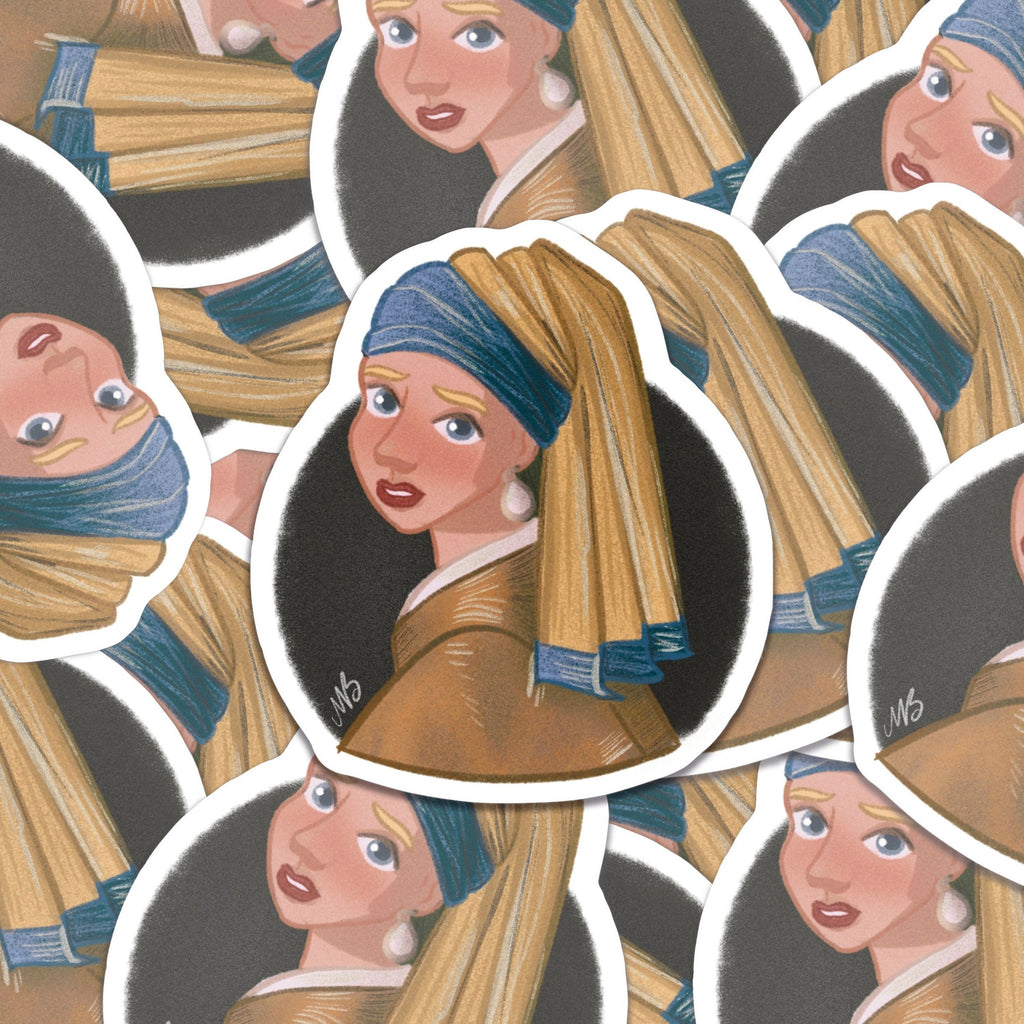 Girl with a Pearl Earring Dark Academia Light Academia Illustrated Museum Aesthetic Sticker Decal ST015