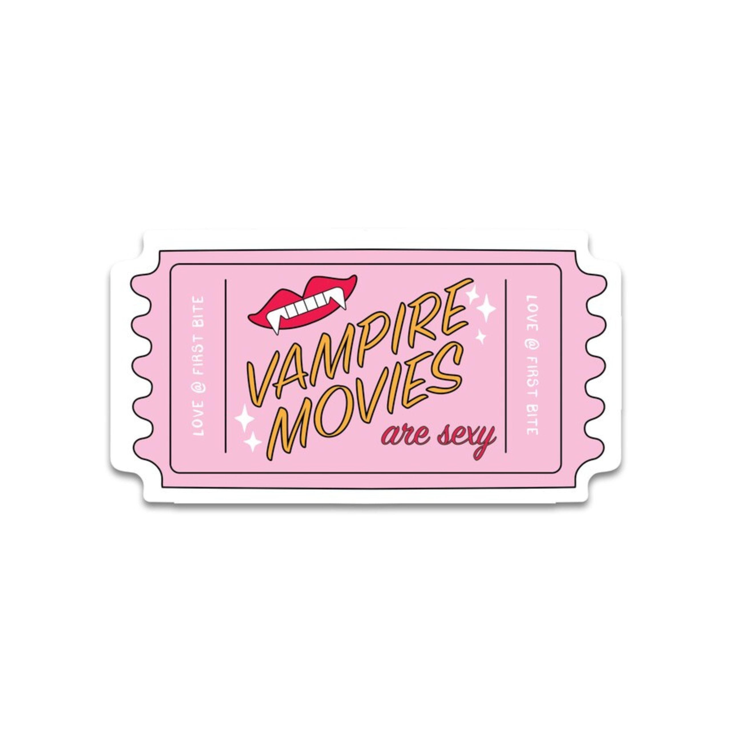 Vampire Movies are Sexy Ticket Stub Sticker Pink Retro Vampire Aesthetic Paranormal Kindle Sticker Gift Idea for Movie Lover Friend ST018