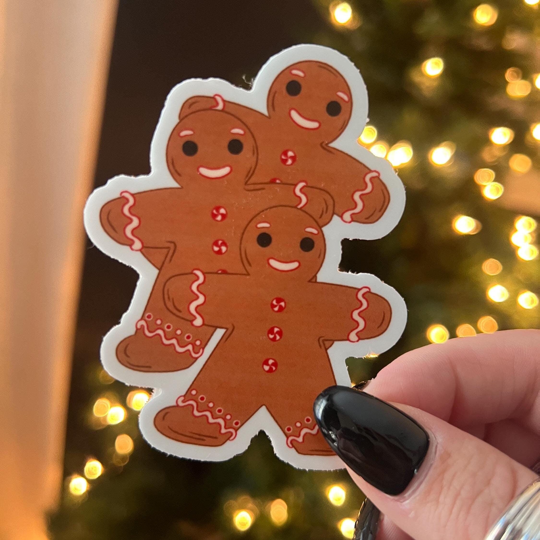 Gingerbread Cookie Sticker Cute Holiday Vinyl Decal Christmas Bakery Gumdrop Art Festive Stocking Stuffer Waterproof Sticker Decal ST024