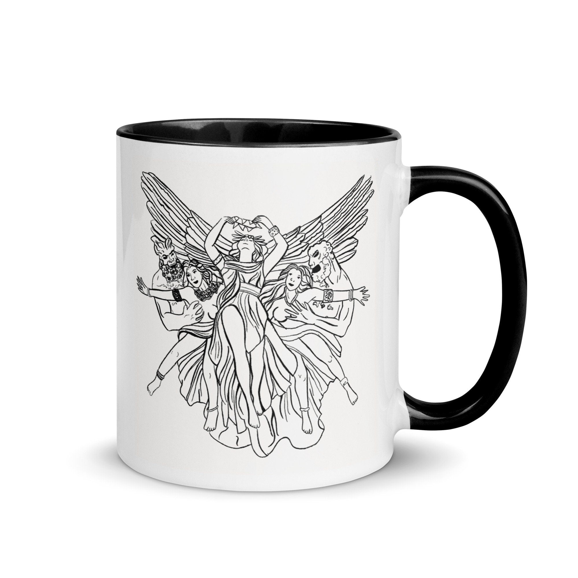 Apollo's Lyre Black and White Black and White Illustration Theatre Broadway Angel Coffee and Tea Mug