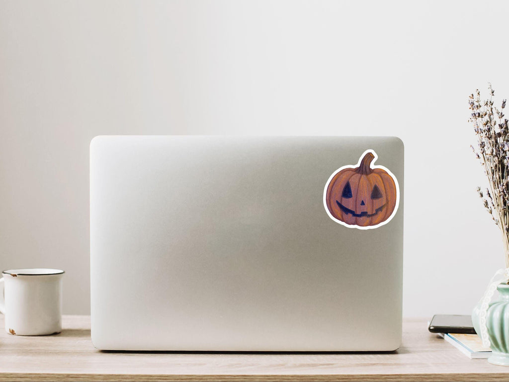 Halloween Pumpkin Sticker Illustrated Matte Vinyl Kindle and Laptop Sticker for Spooky Season ST147